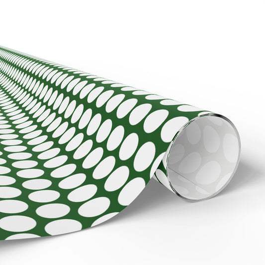 White Polka Dot on Green Wrapping Paper | Luxury Matte or Glossy Gift Wrap, 90gsm Fine Art Paper, 3 Sizes