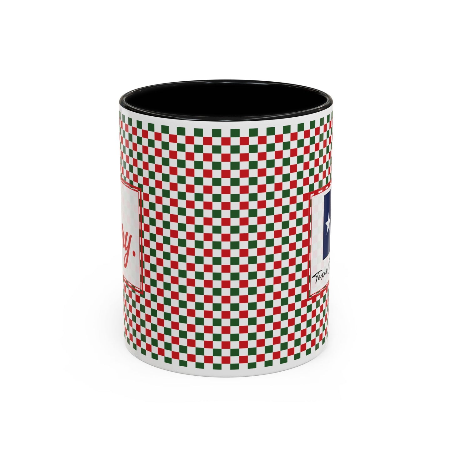 Merry- Christmas Checkered Personalizable Christmas Ceramic Mug (11oz, 15 oz)