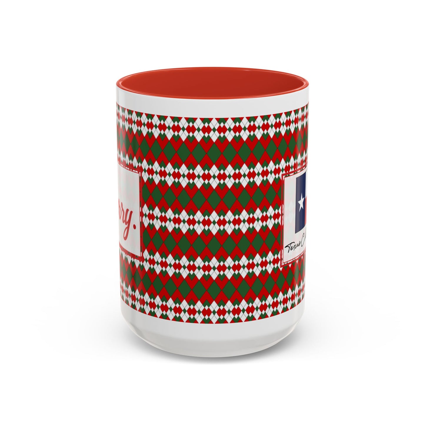 Merry- Christmas Extra Argyle Personalizable Christmas Ceramic Mug (11oz, 15 oz)