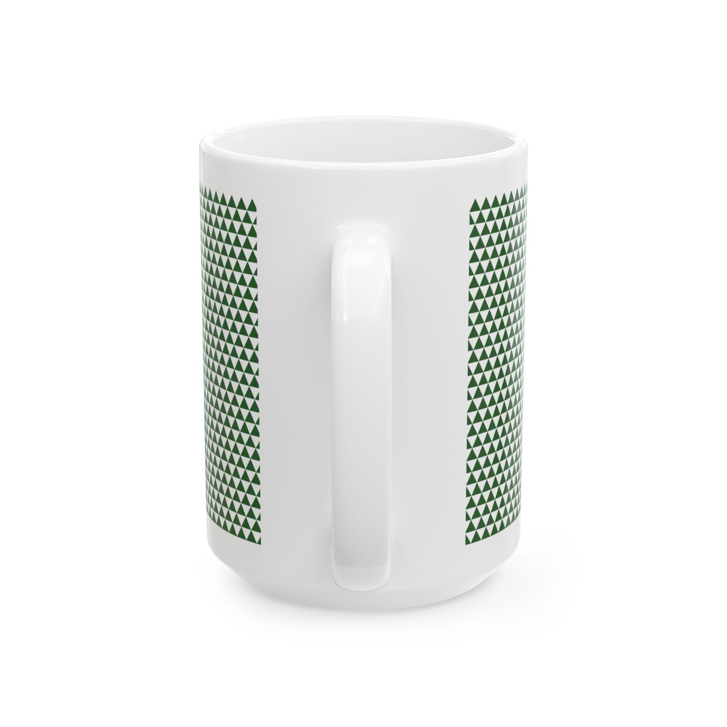 Green Triangles Ceramic Mug, (11oz, 15oz)