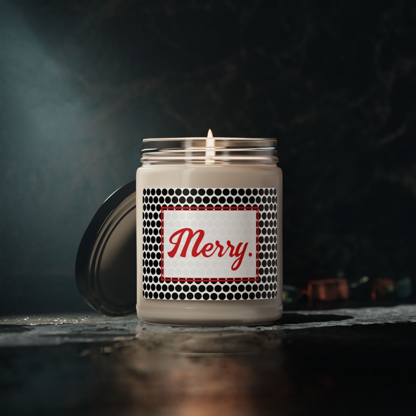 Merry- Black Polka Dots Scented Soy Candle, 9oz