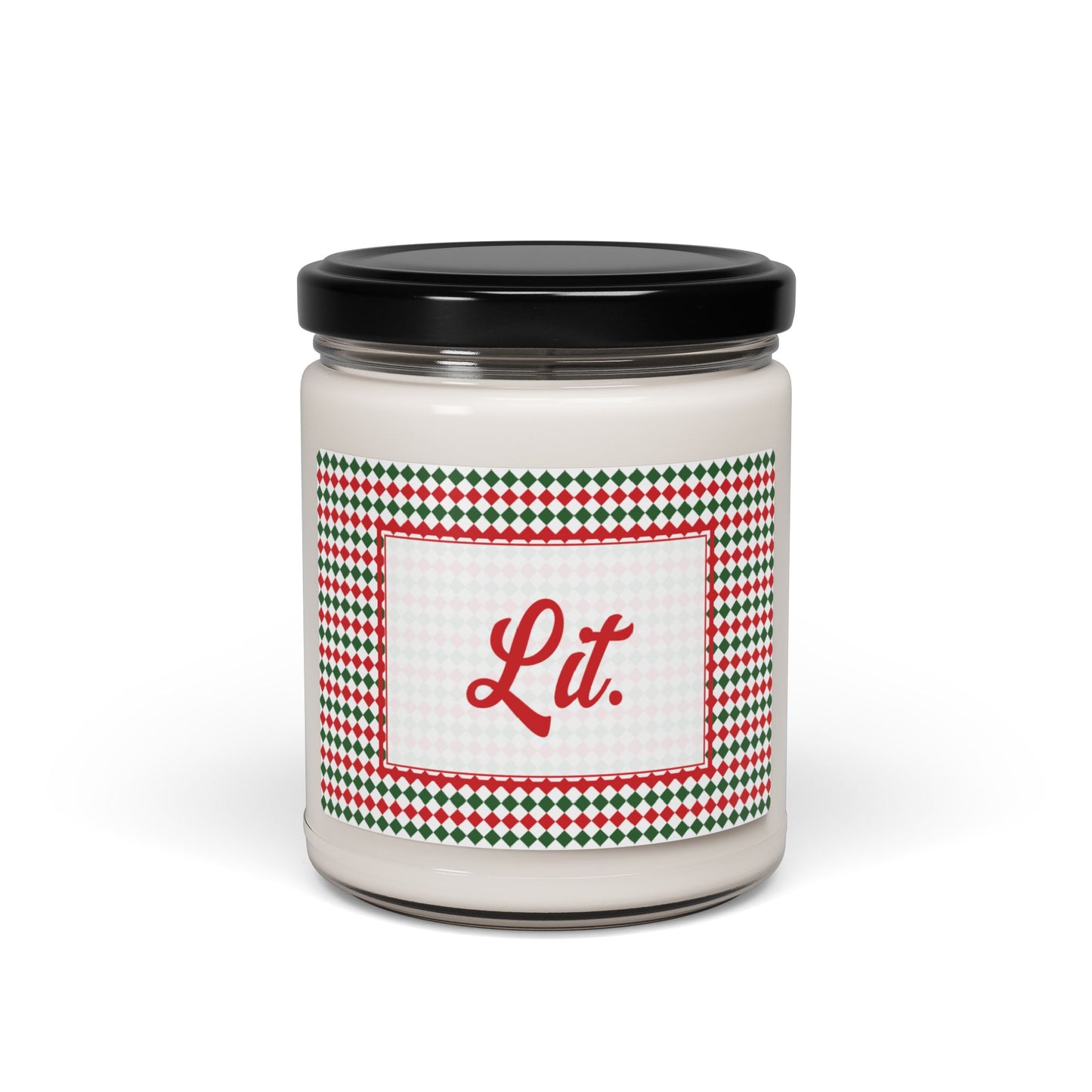 Lit- Christmas Argyle Scented Soy Candle, 9oz