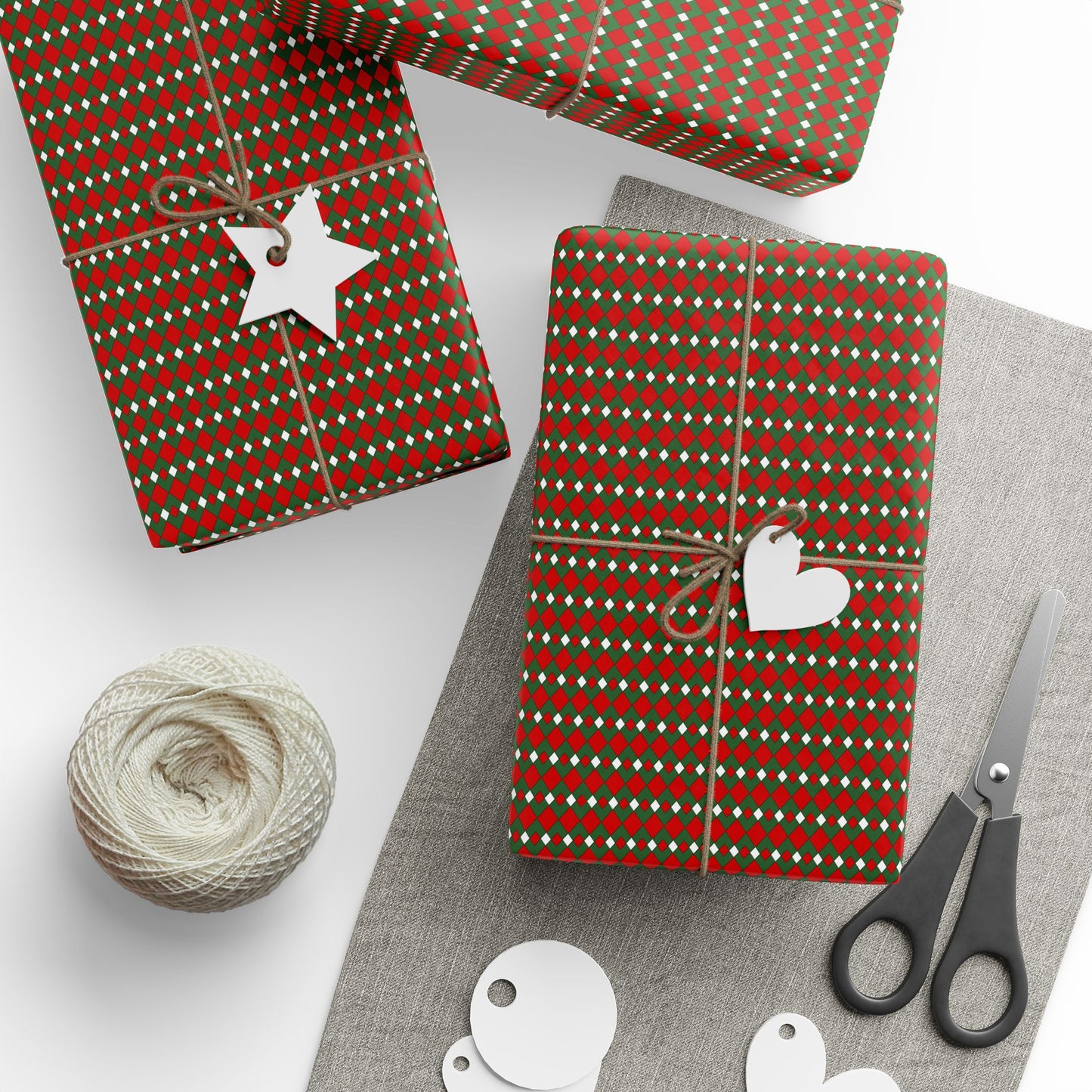 Fancy Argyle Wrapping Paper | Luxury Matte or Glossy Gift Wrap, 90gsm Fine Art Paper, 3 Sizes