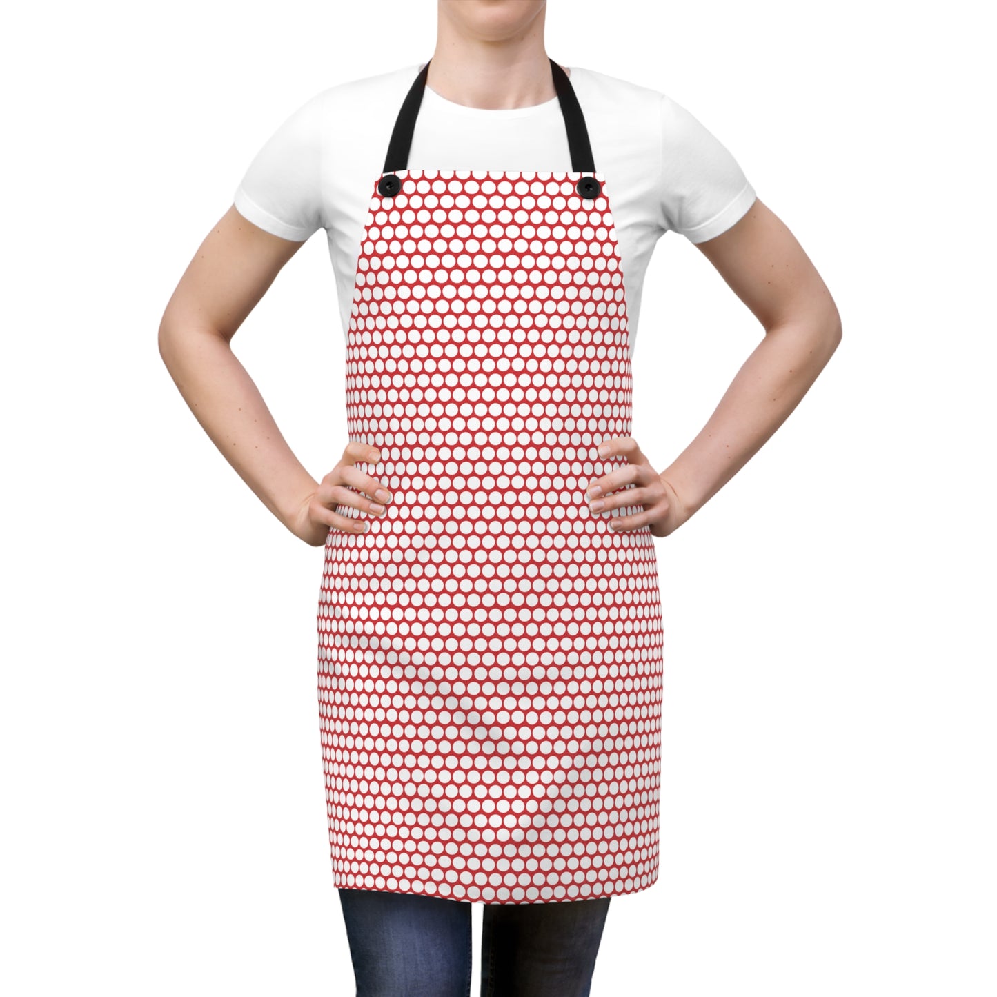 WhitePolka Dot on Red Apron