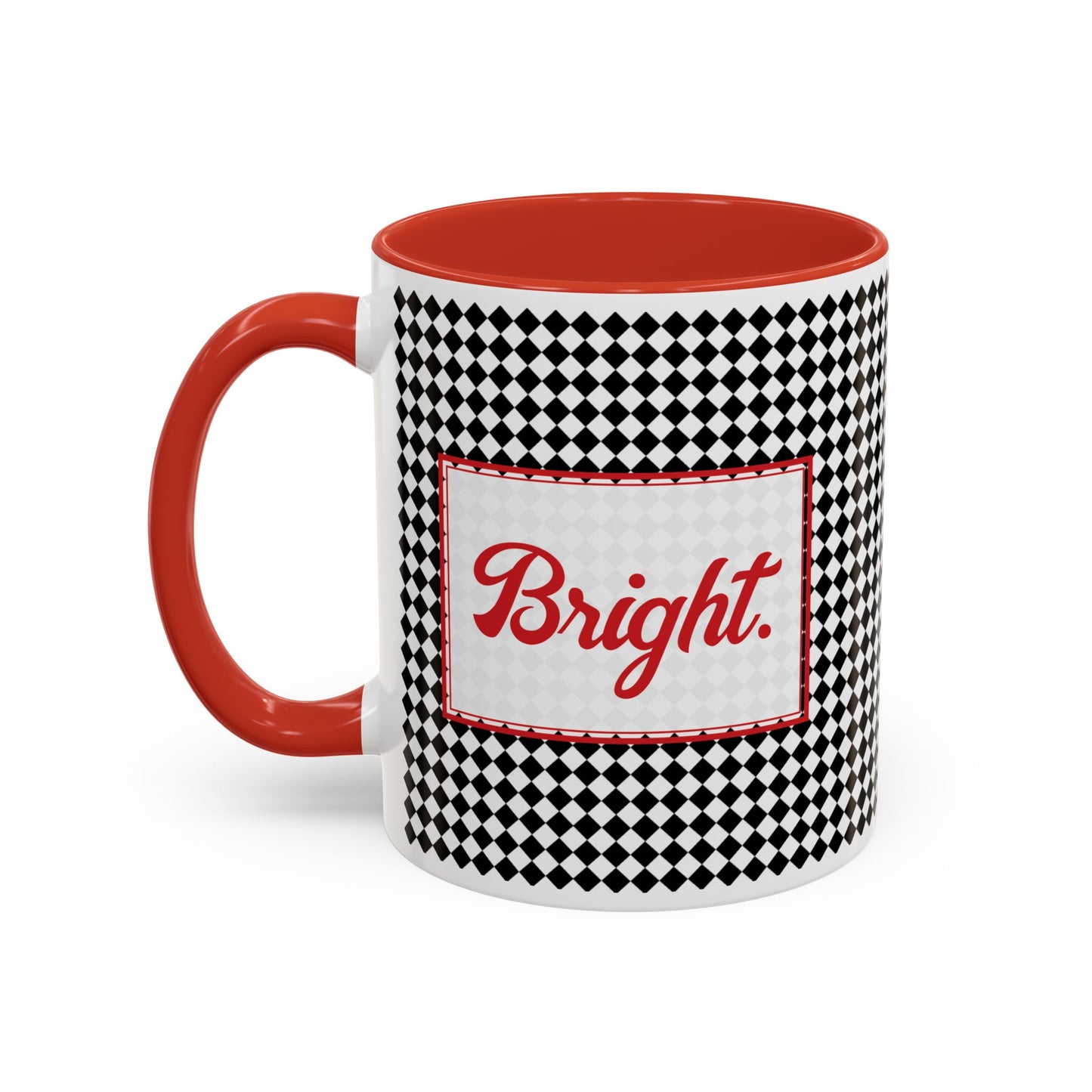 Bright- Black Argyle Personalizable Christmas Ceramic Mug (11oz, 15 oz)