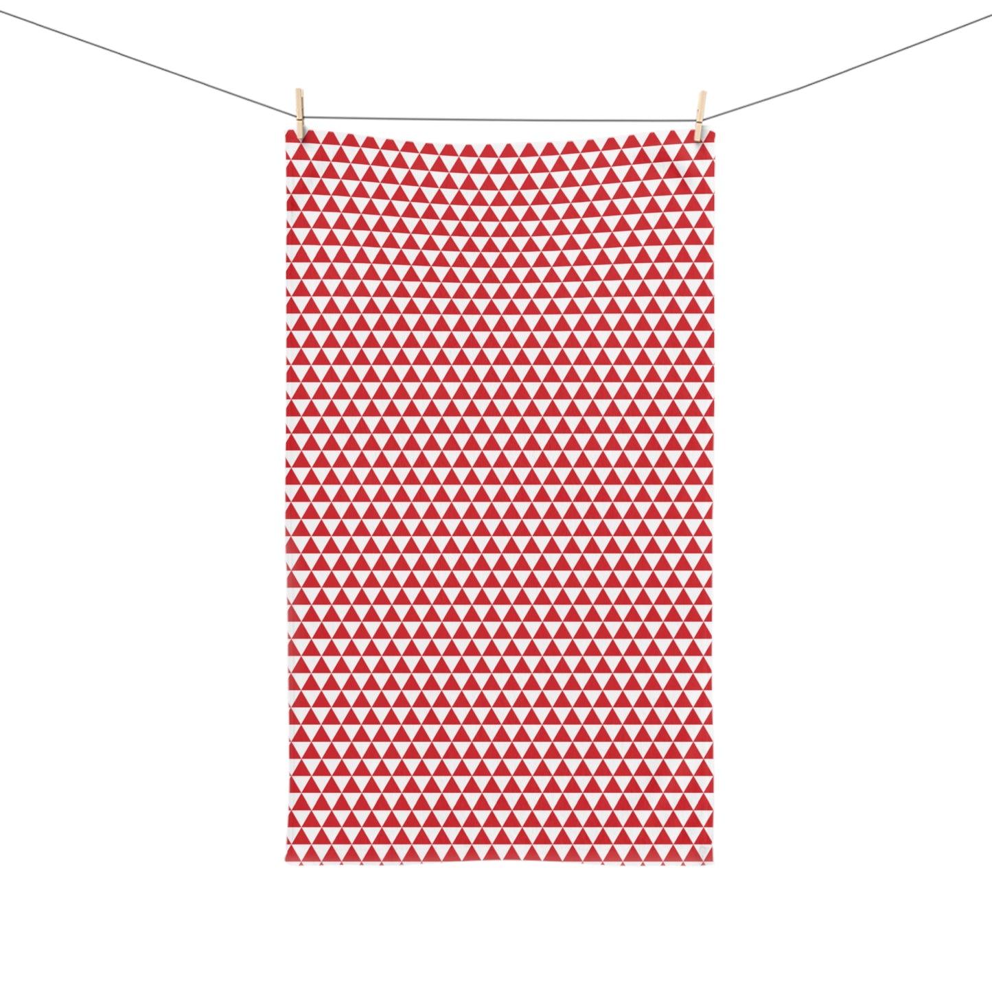Red Triangle Holiday Hand Towel | Soft Cotton Back, Polyester Front, Festive Home Décor