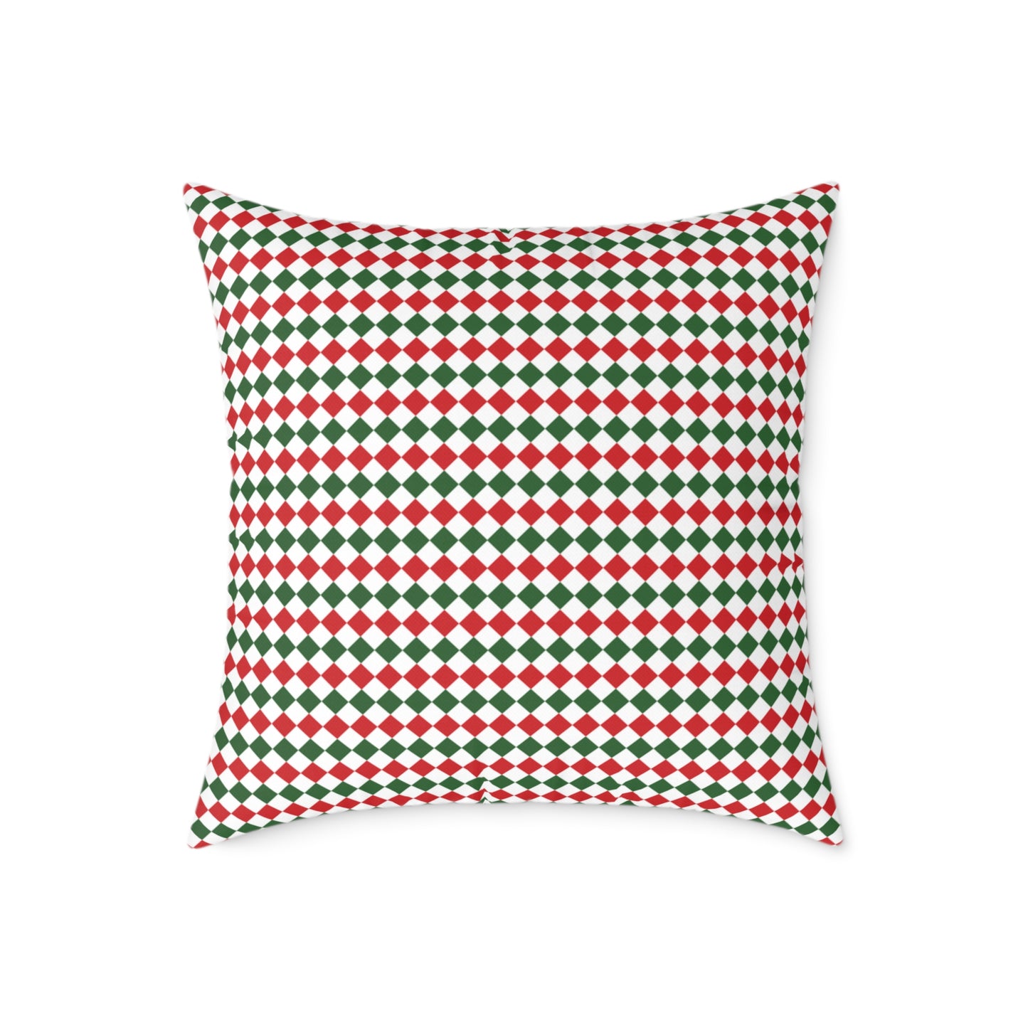 Red Green & White Argyle Christmas Decorative Pillow | Double‑Sided Poly Canvas Cushion, Vibrant Holiday Décor, 5 Sizes