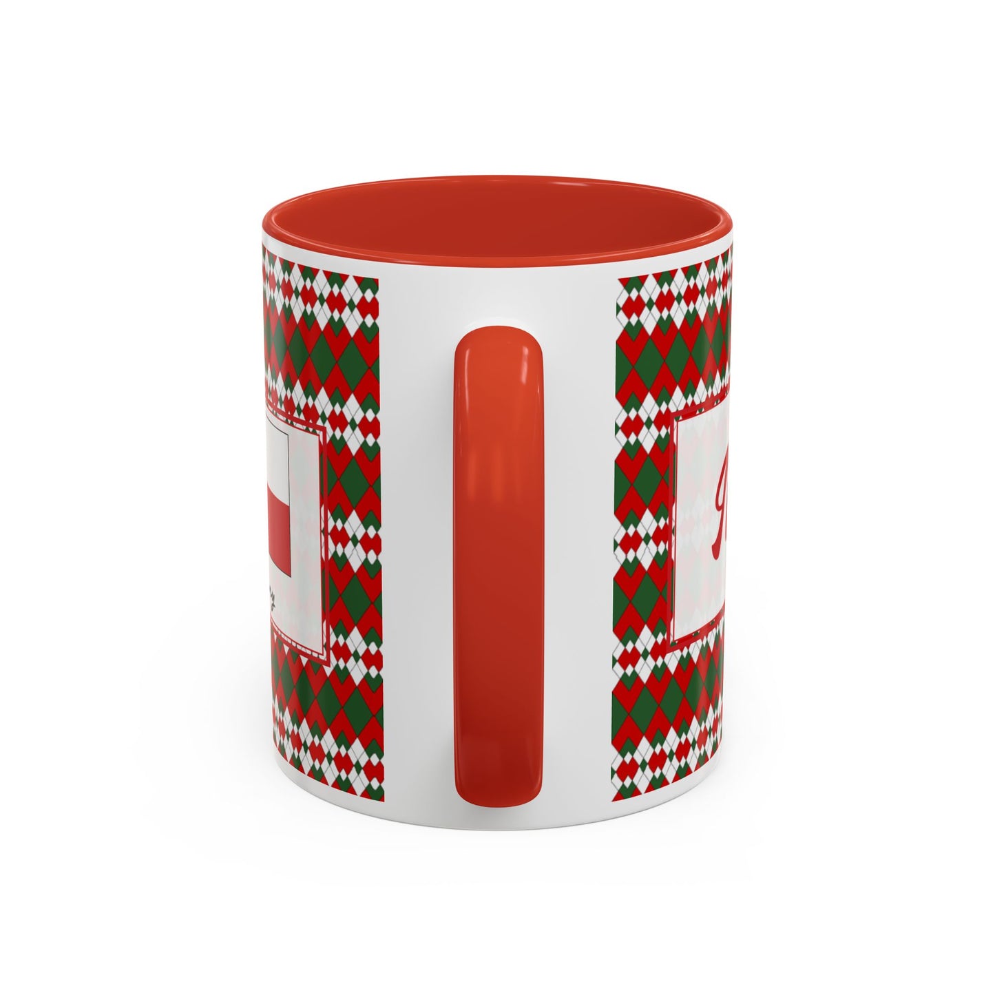 Nog- Christmas Extra Argyle Personalizable Christmas Ceramic Mug (11oz, 15 oz)