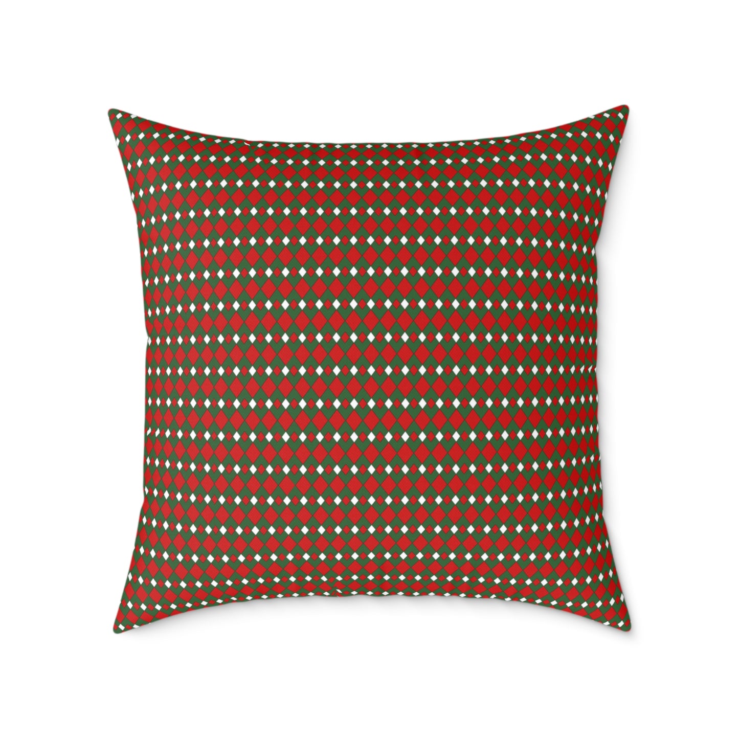 Fancy Argyle Christmas Decorative Pillow | Double‑Sided Poly Canvas Cushion, Vibrant Holiday Décor, 5 Sizes