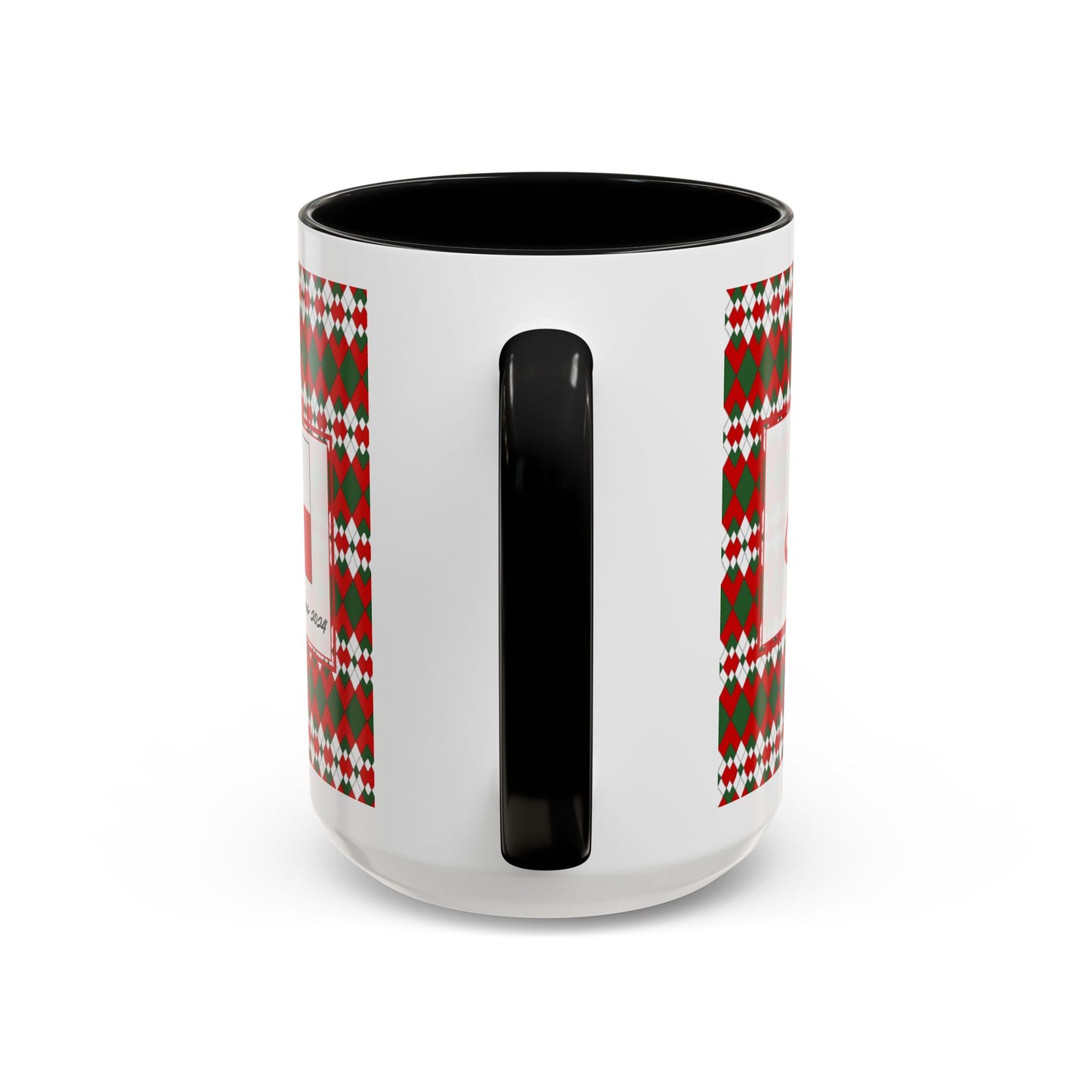 Joy- Christmas Extra Argyle Personalizable Christmas Ceramic Mug (11oz, 15 oz)