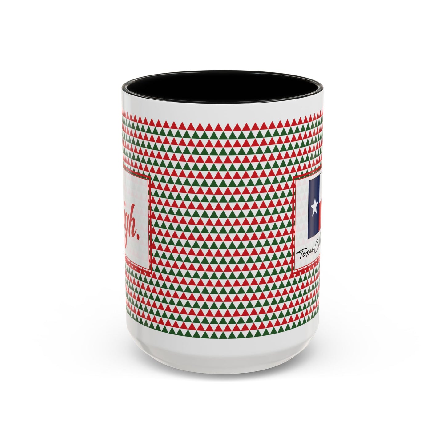 Sleigh- Red & Green Triangles Personalizable Christmas Ceramic Mug (11oz, 15 oz)