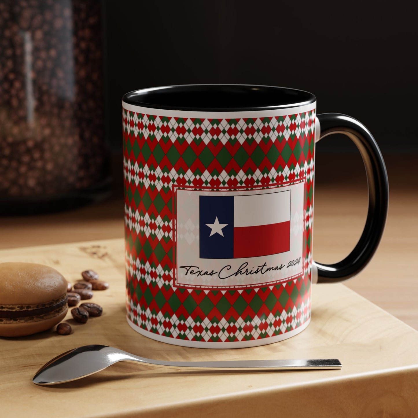 Bright- Christmas Extra Argyle Personalizable Christmas Ceramic Mug (11oz, 15 oz)