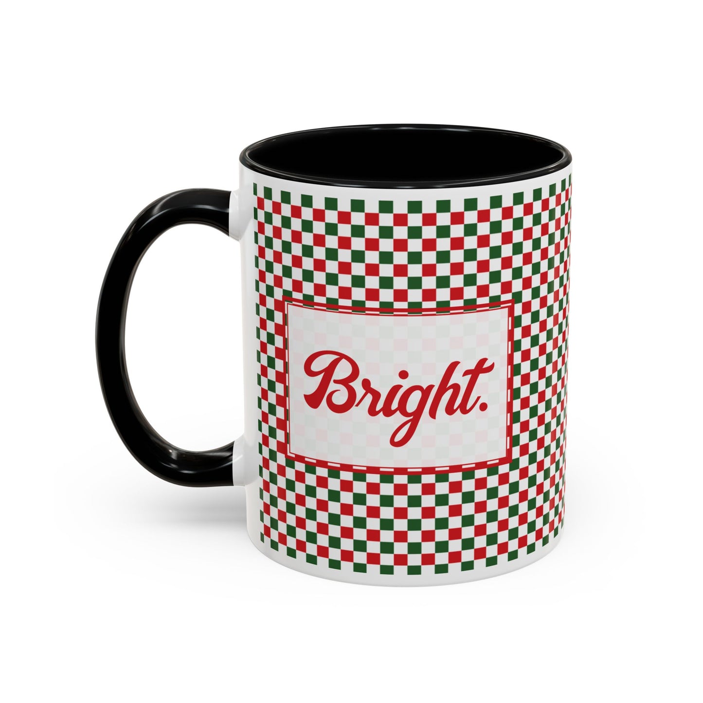 Bright- Christmas Checkered Personalizable Christmas Ceramic Mug (11oz, 15 oz)