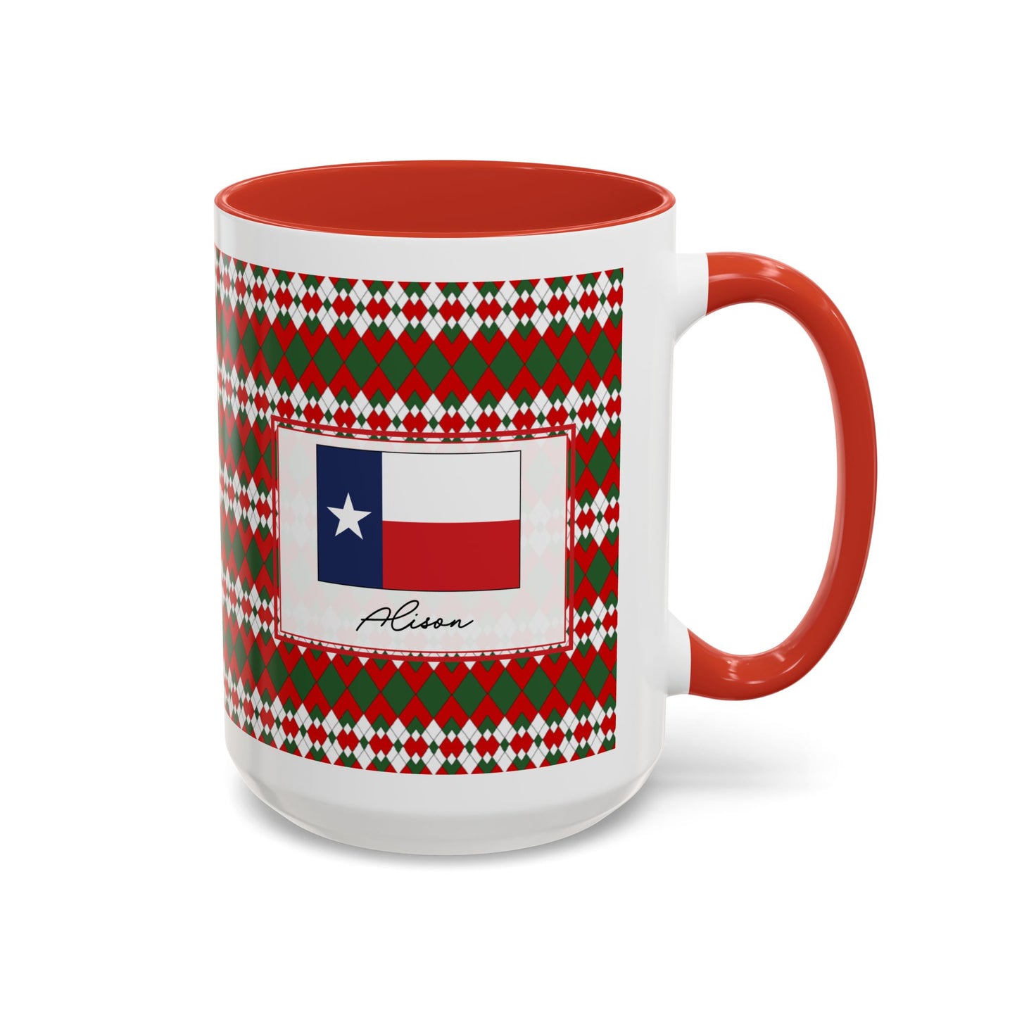 Sleigh- Christmas Extra Argyle Personalizable Christmas Ceramic Mug (11oz, 15 oz)