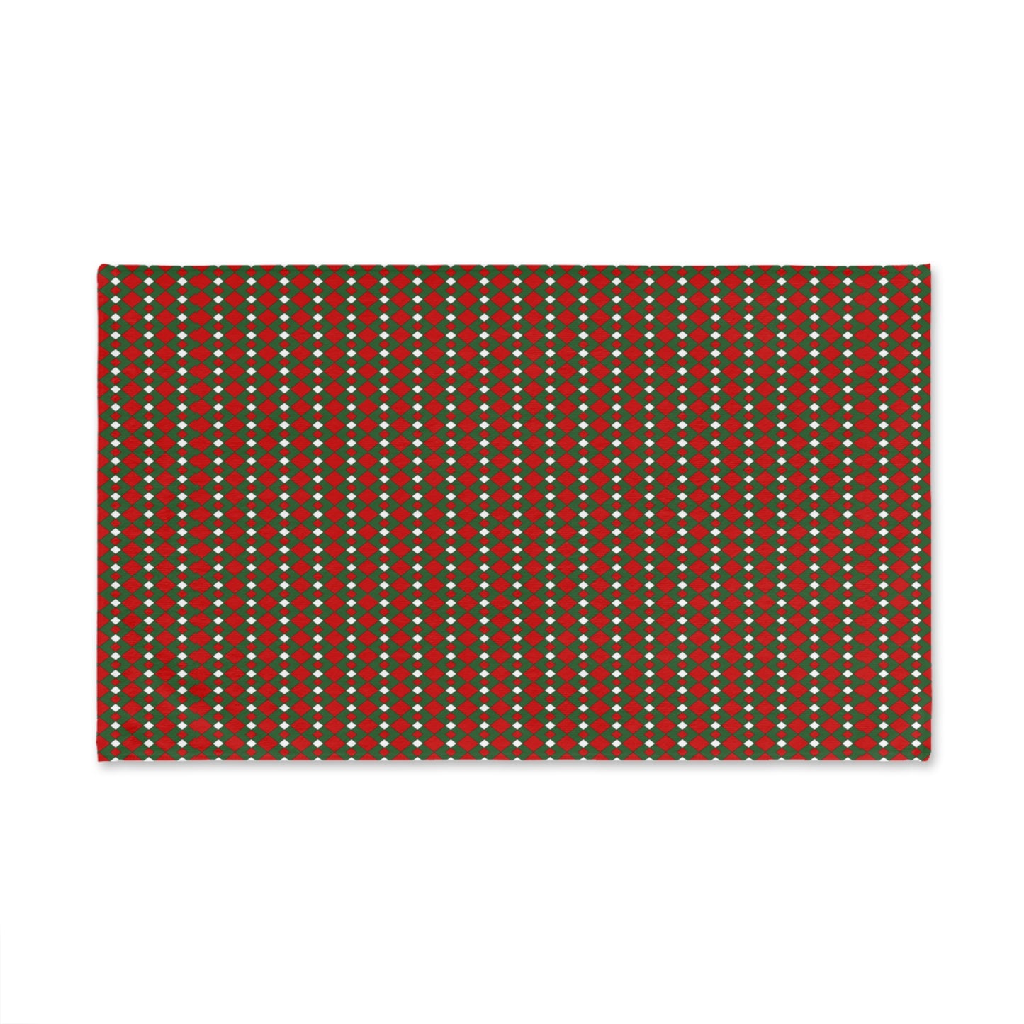 Fancy Argyle Holiday Hand Towel | Soft Cotton Back, Polyester Front, Festive Home Décor
