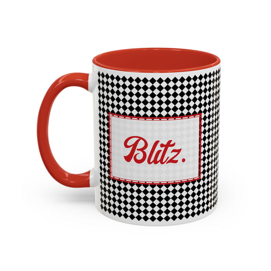 Blitz- Black Argyle Personalizable Christmas Ceramic Mug (11oz, 15 oz)