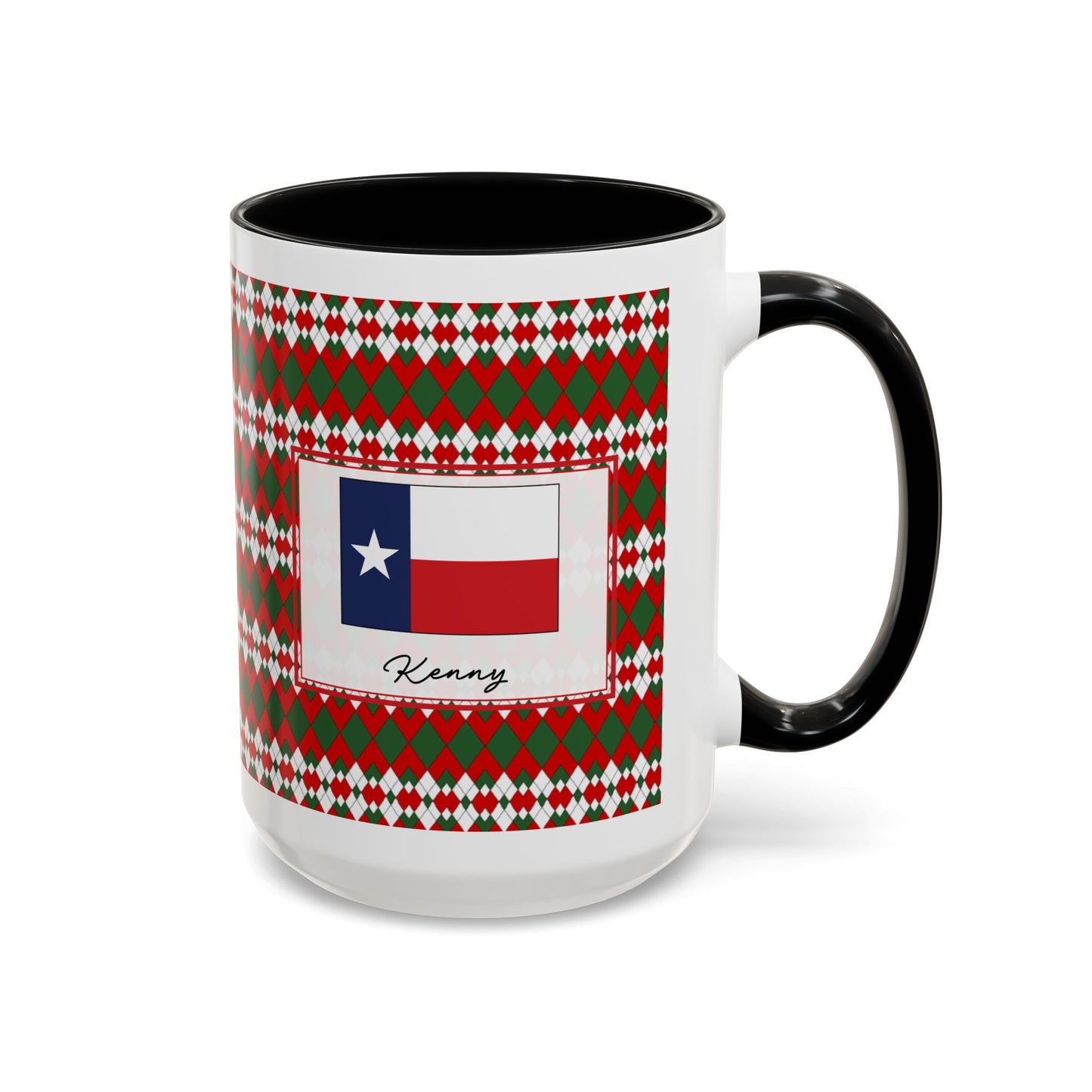 Nog- Christmas Extra Argyle Personalizable Christmas Ceramic Mug (11oz, 15 oz)