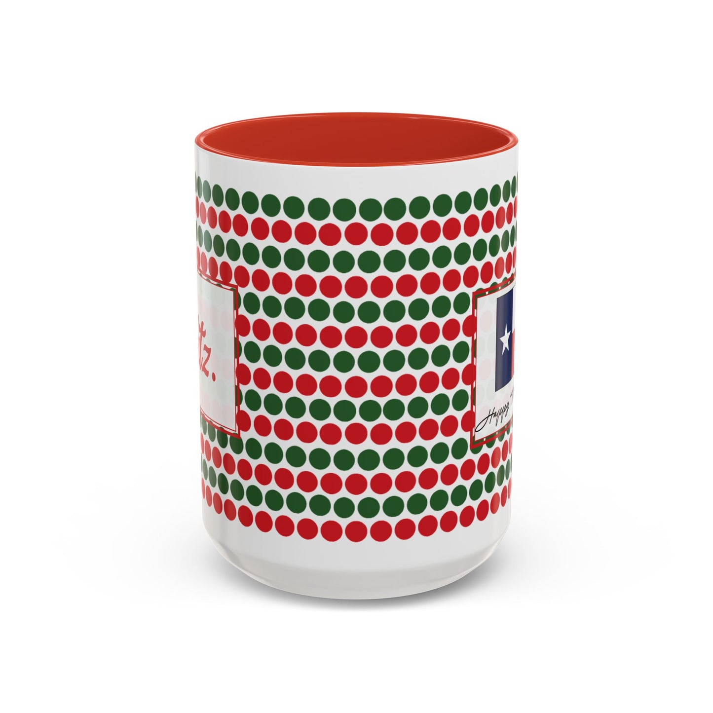 Blitz- Christmas Polka Dots Personalizable Christmas Ceramic Mug (11oz, 15 oz)