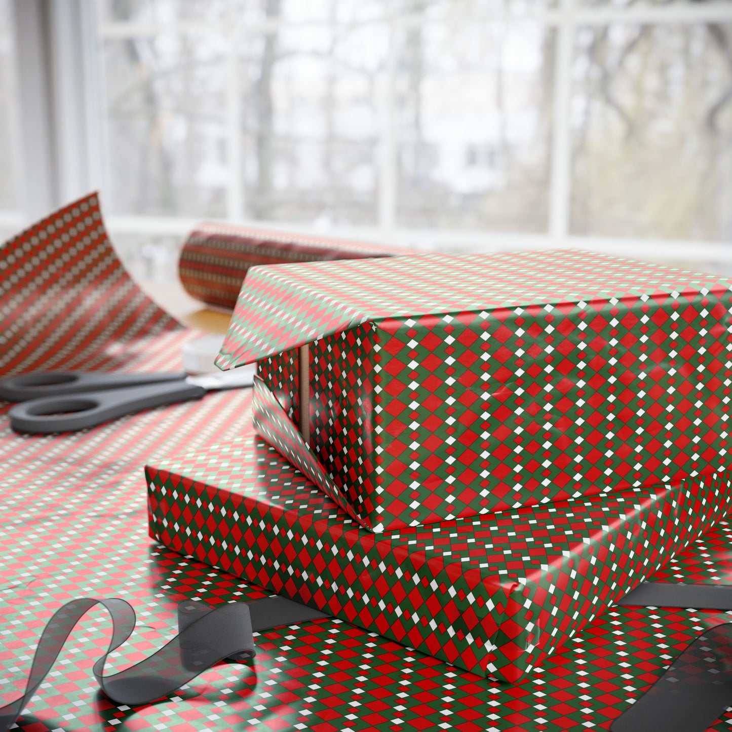 Fancy Argyle Wrapping Paper | Luxury Matte or Glossy Gift Wrap, 90gsm Fine Art Paper, 3 Sizes