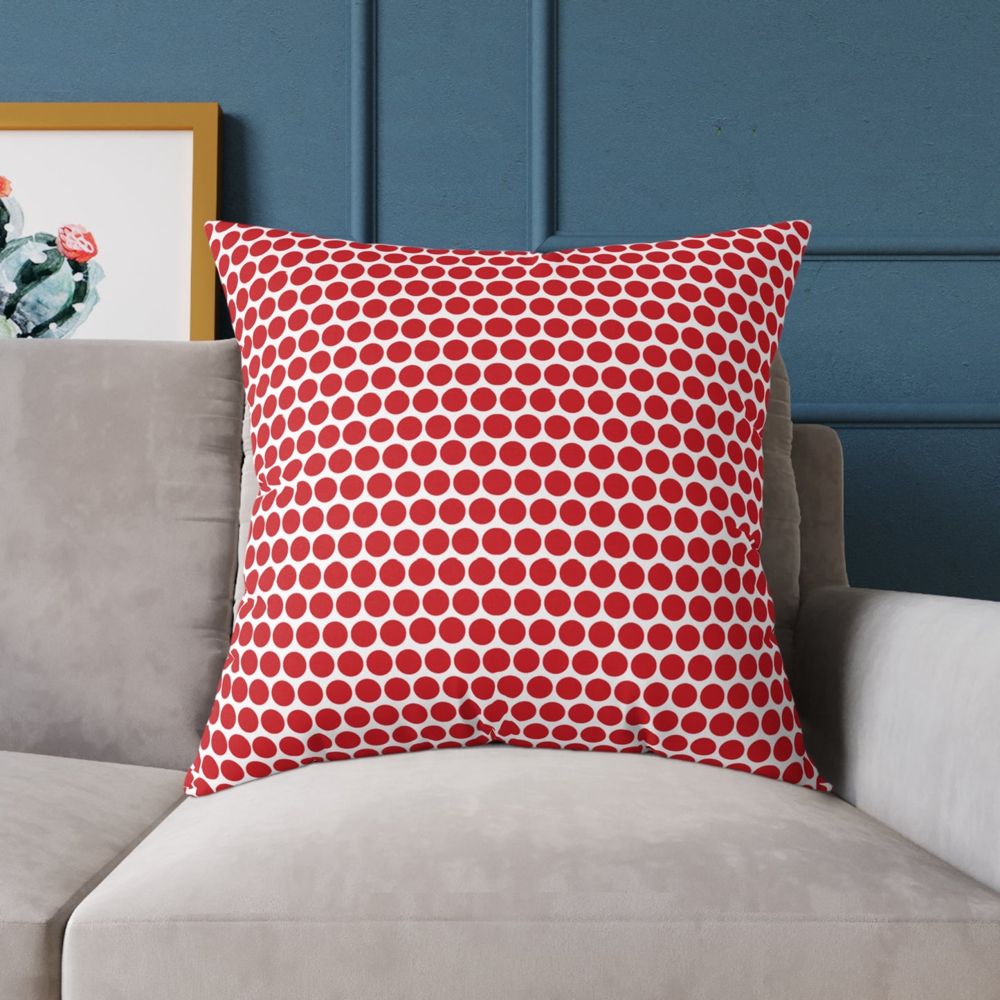 Red Polka Dot Christmas Decorative Pillow | Double‑Sided Poly Canvas Cushion, Vibrant Holiday Décor, 5 Sizes