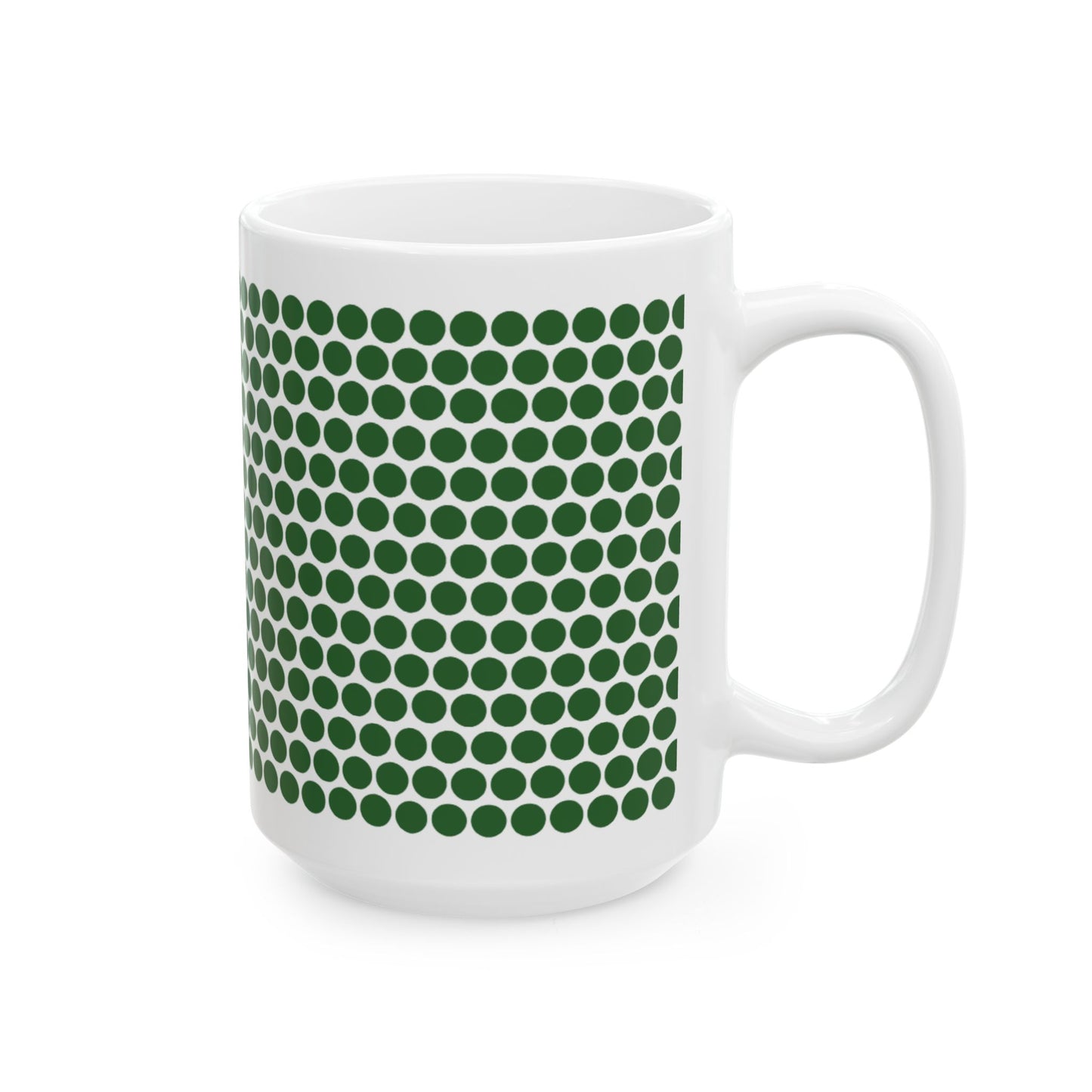 Green Polka Dot Ceramic Mug, (11oz, 15oz)