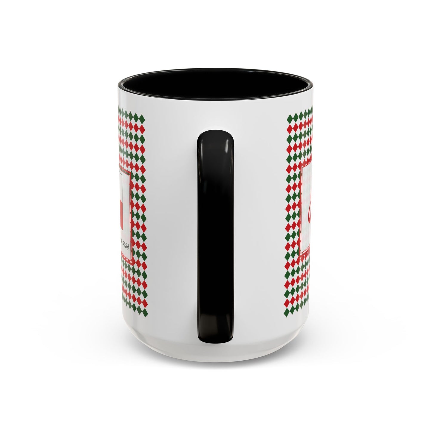 Jolly- Christmas Argyle Personalizable Christmas Ceramic Mug (11oz, 15 oz)