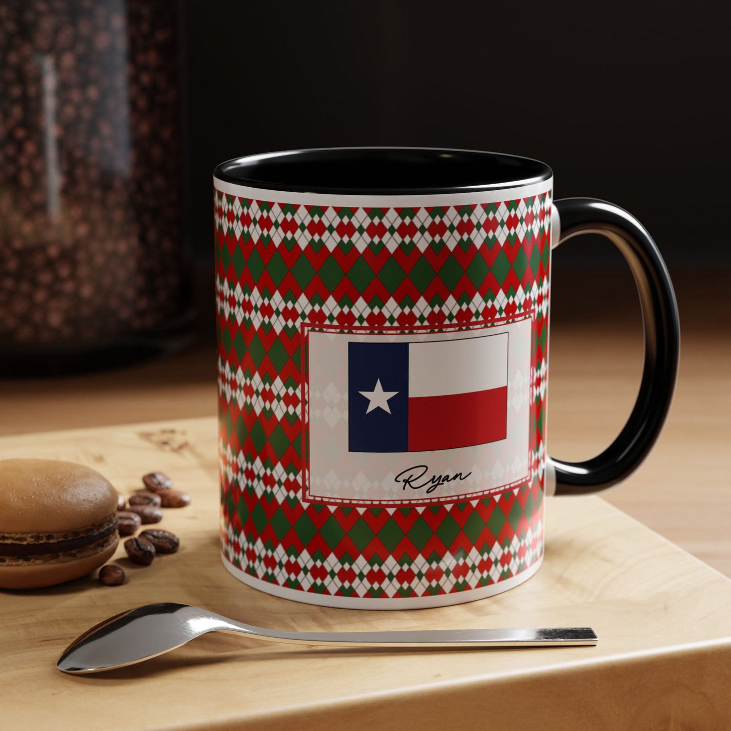 Blitz- Christmas Extra Argyle Personalizable Christmas Ceramic Mug (11oz, 15 oz)