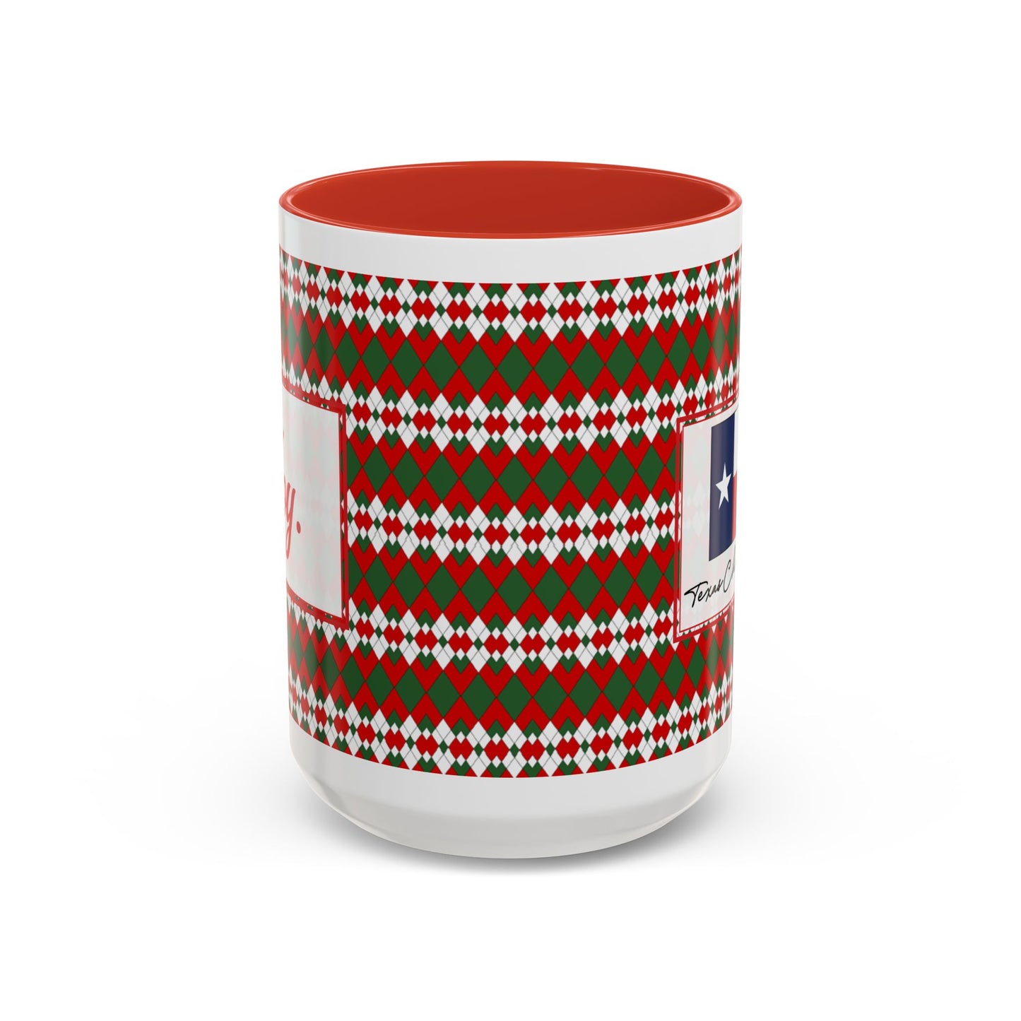 Joy- Christmas Extra Argyle Personalizable Christmas Ceramic Mug (11oz, 15 oz)