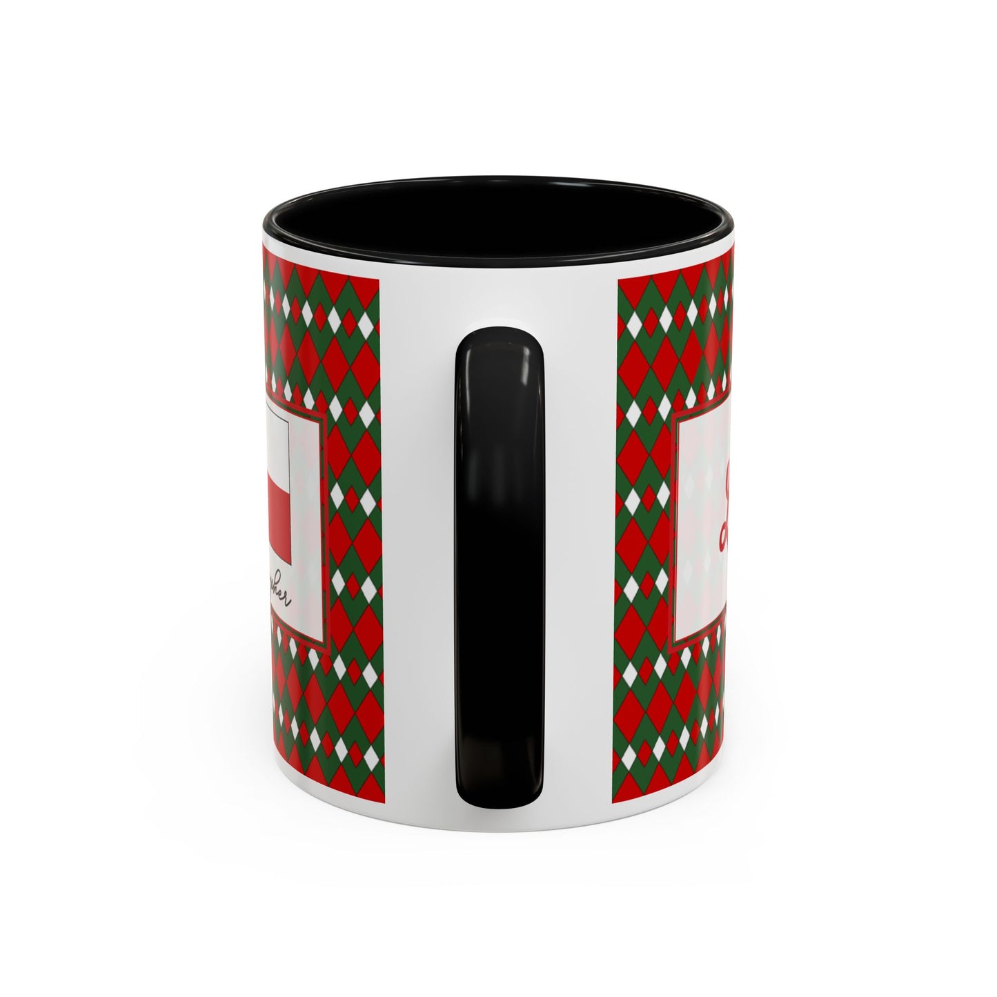 Lit- Christmas Fancy Argyle Personalizable Christmas Ceramic Mug (11oz, 15 oz)