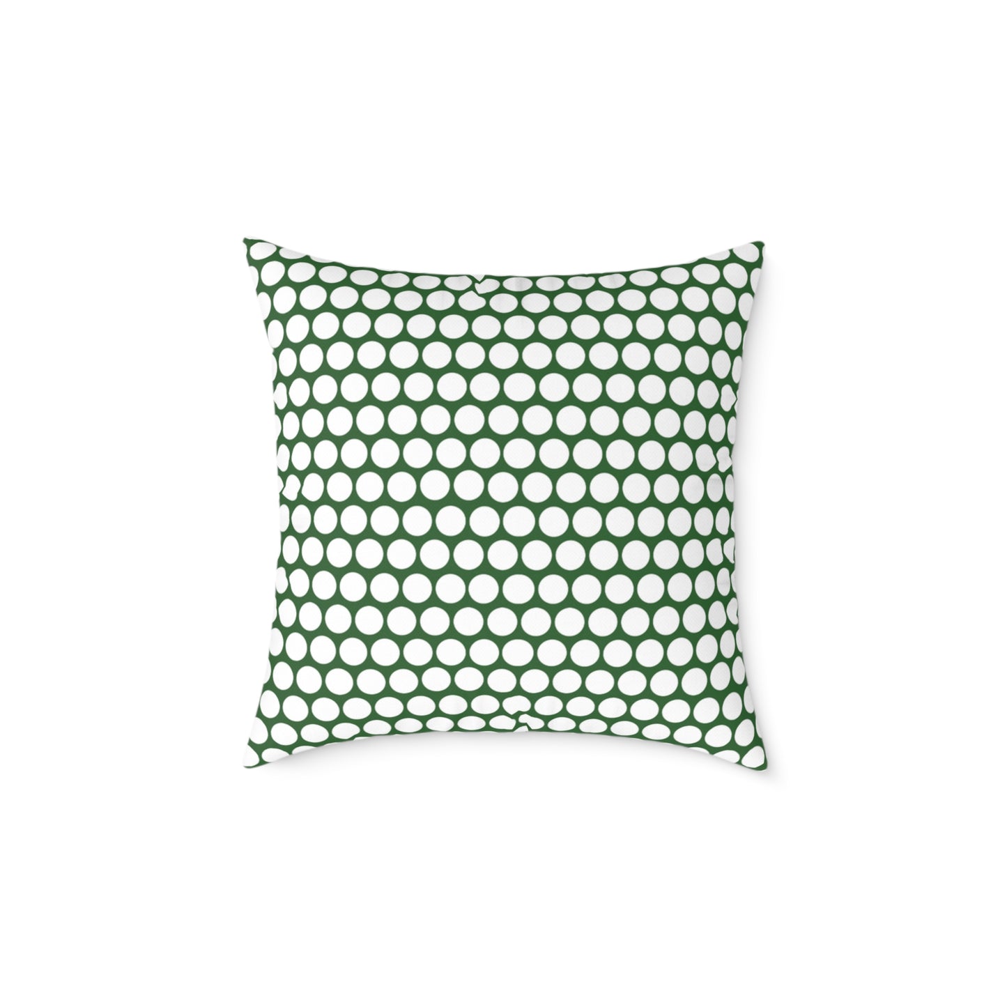White Polka Dot on Green Christmas Decorative Pillow | Double‑Sided Poly Canvas Cushion, Vibrant Holiday Décor, 5 Sizes