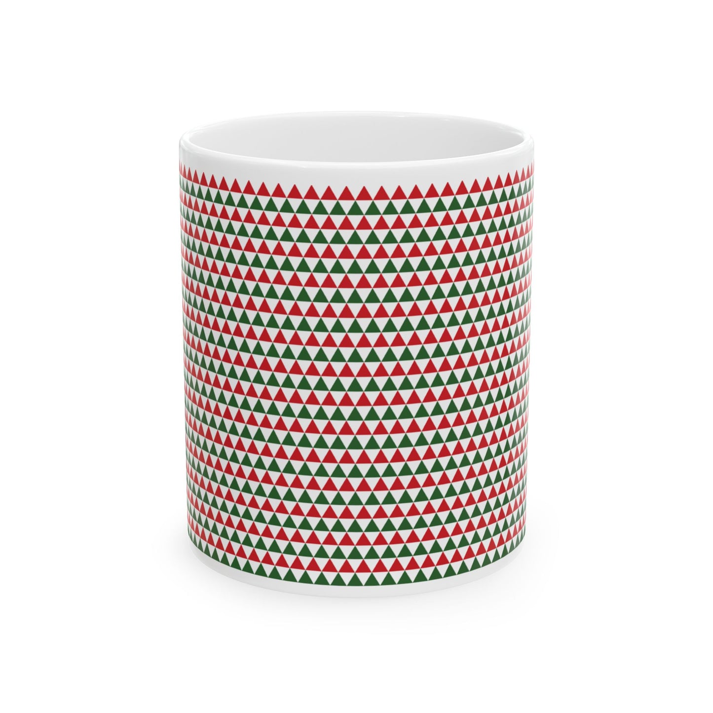 Christmas Red & Green Triangles Ceramic Mug, (11oz, 15oz)