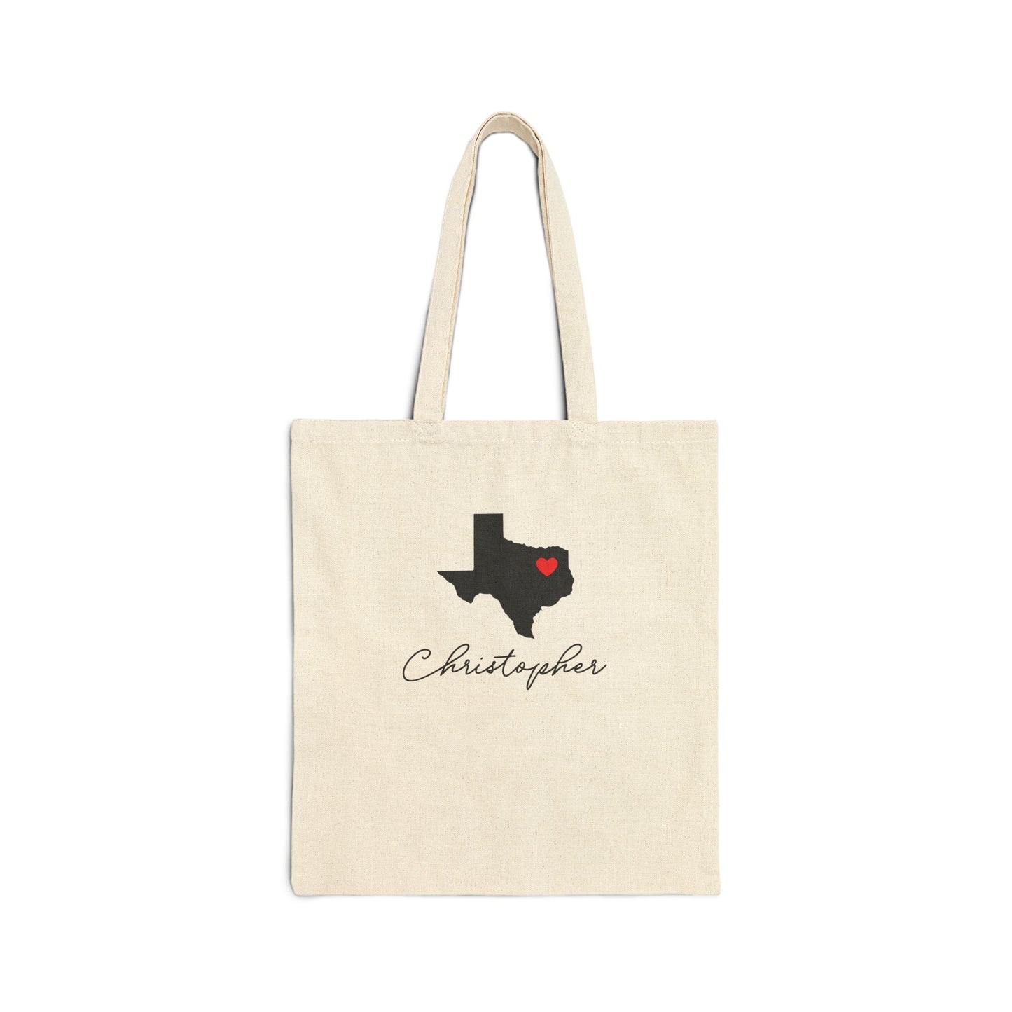 I Love You More Than Bacon Texas State Cut-Out Valentines Personalize Custom Name Cotton Canvas Tote Bag