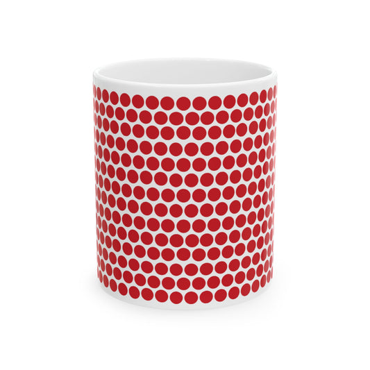 Red Polka Dot Ceramic Mug, (11oz, 15oz)