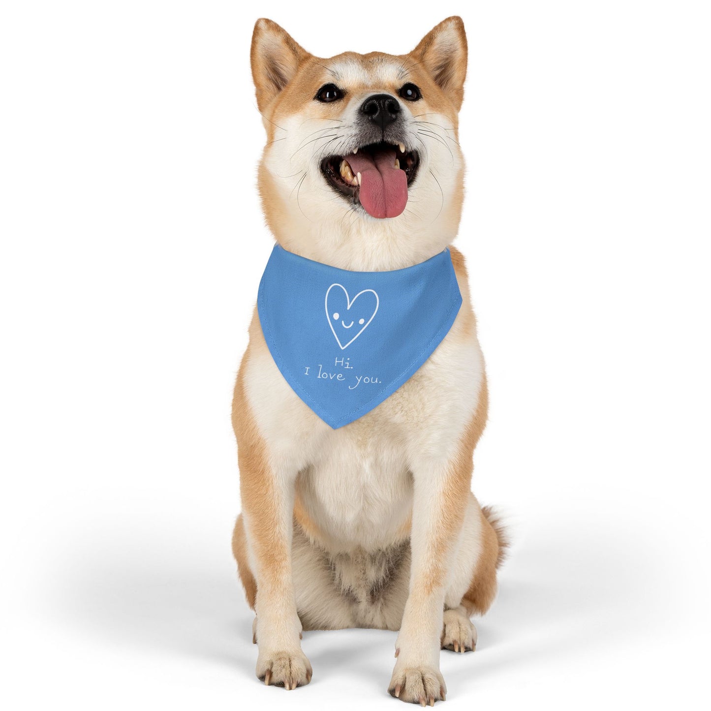 Hi. I Love You. White Clip-On Pet Bandana Collar