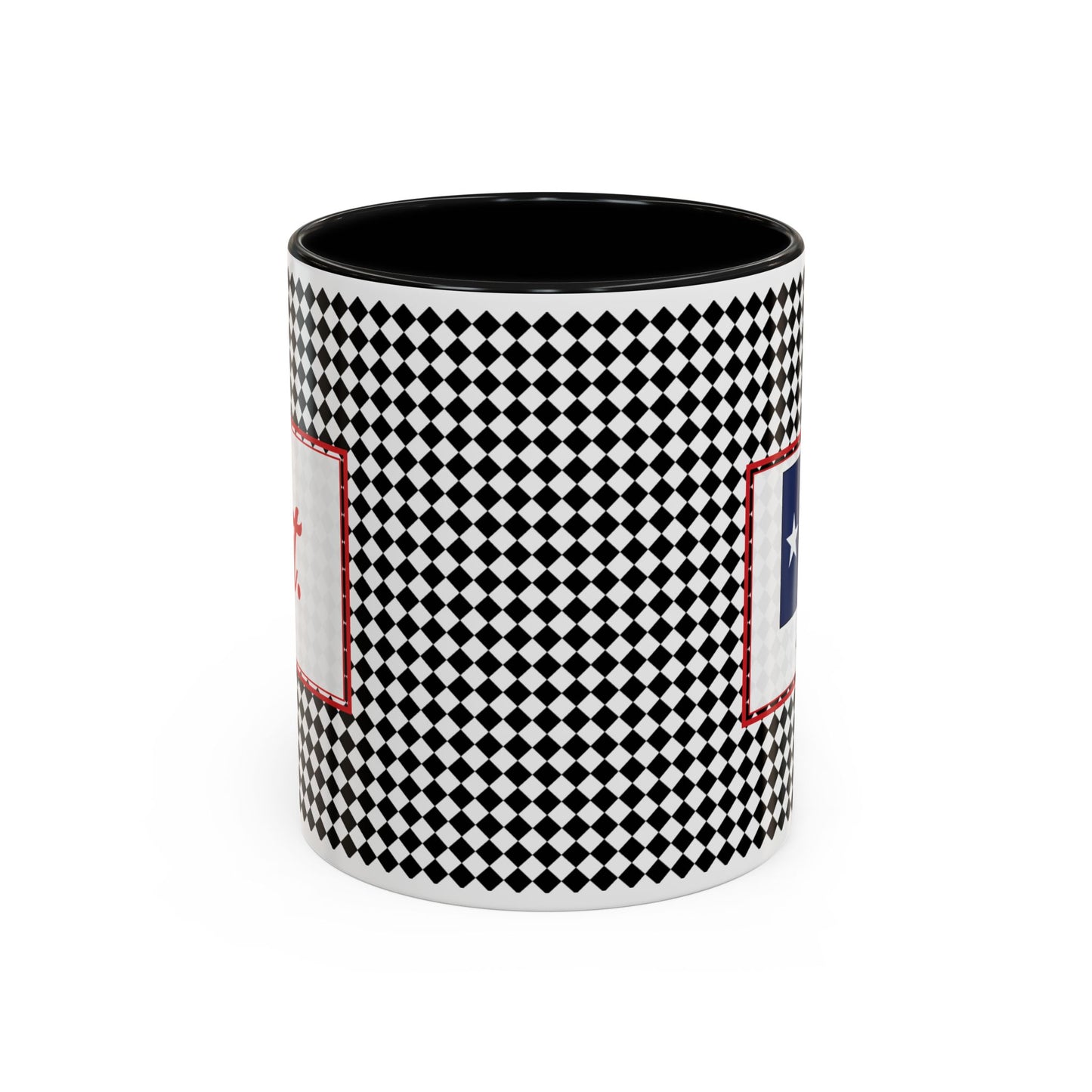 Lit- Black Argyle Personalizable Christmas Ceramic Mug (11oz, 15 oz)