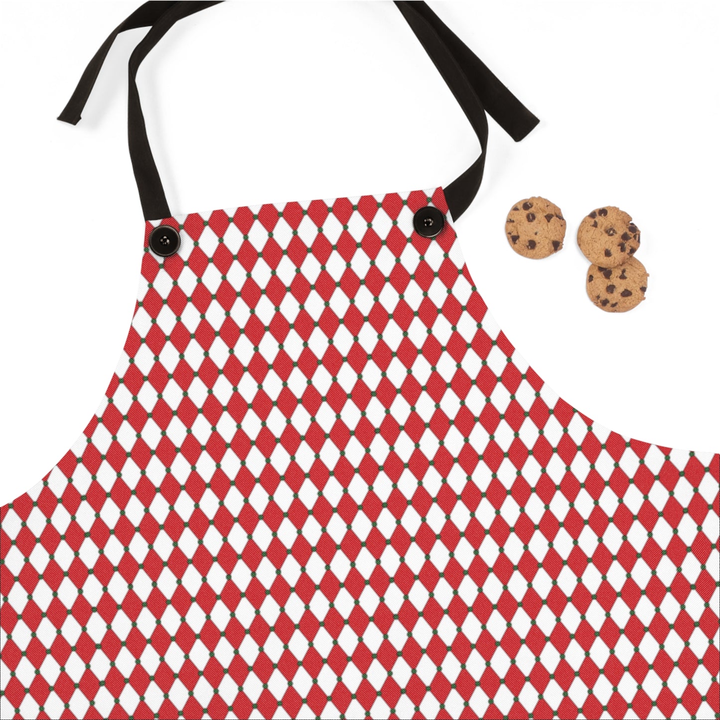 Nutcracker Drummer Red Argyle Holiday Apron | Lightweight 100% Polyester Twill
