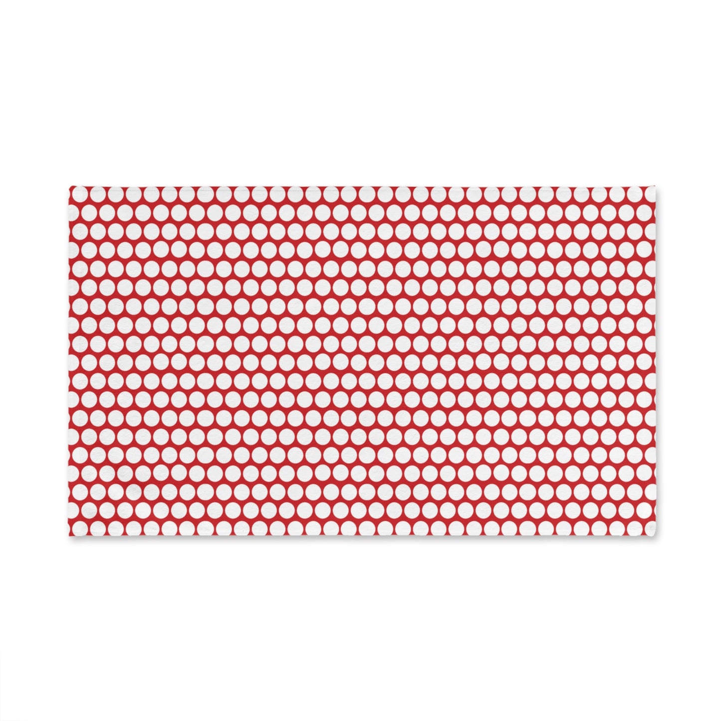 White Polka Dot on Red Holiday Hand Towel | Soft Cotton Back, Polyester Front, Festive Home Décor