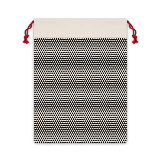 Black Triangles Pattern Canvas Gift Bag | Reusable Drawstring Pouch