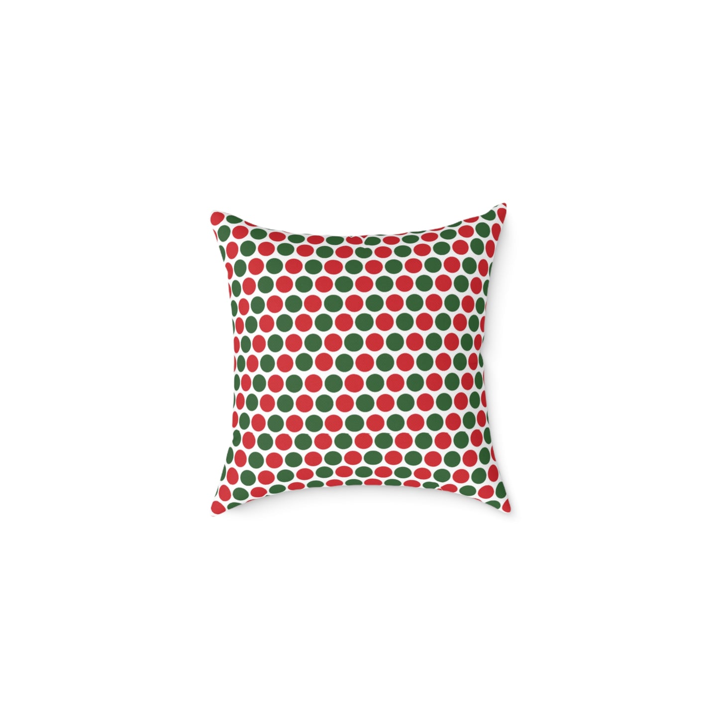 Red & Green Polka Dot Party Christmas Decorative Pillow | Double‑Sided Poly Canvas Cushion, 5 Sizes, Vibrant Holiday Décor
