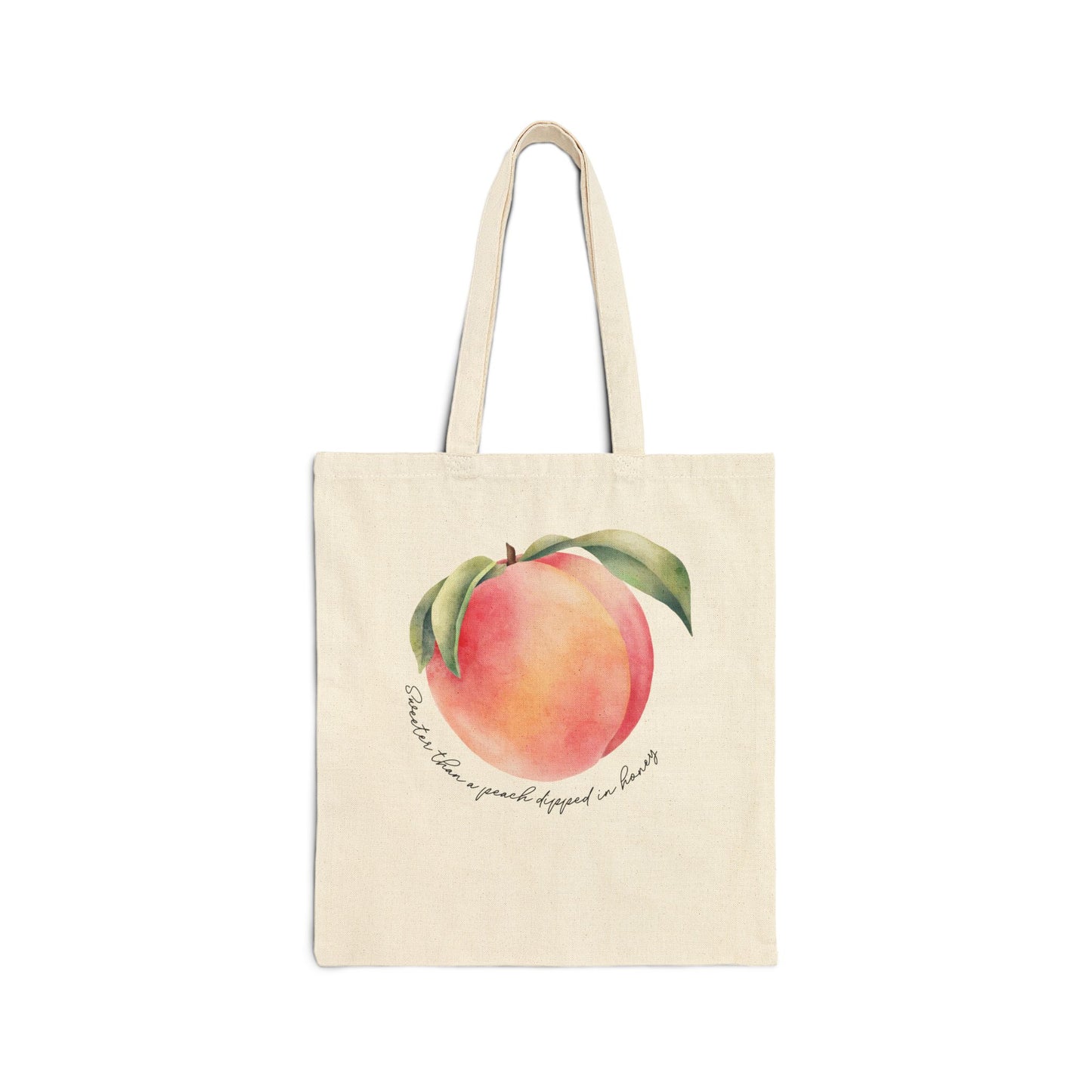 Sweeter Than A Peach In Honey Valentines Personalize Custom Name Cotton Canvas Tote Bag
