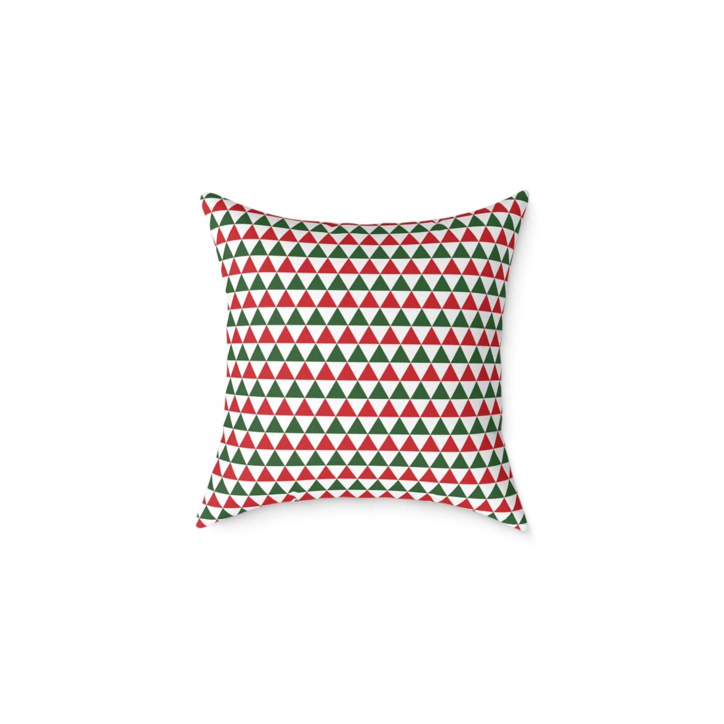 Red & Green Triangle Striped Christmas Decorative Pillow | Double‑Sided Poly Canvas Cushion, 5 Sizes, Vibrant Holiday Décor