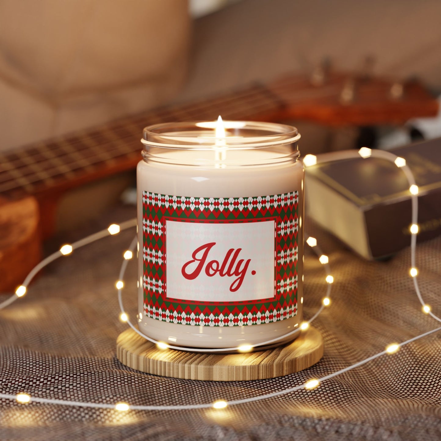 Jolly- Christmas Extra Argyle Scented Soy Candle, 9oz