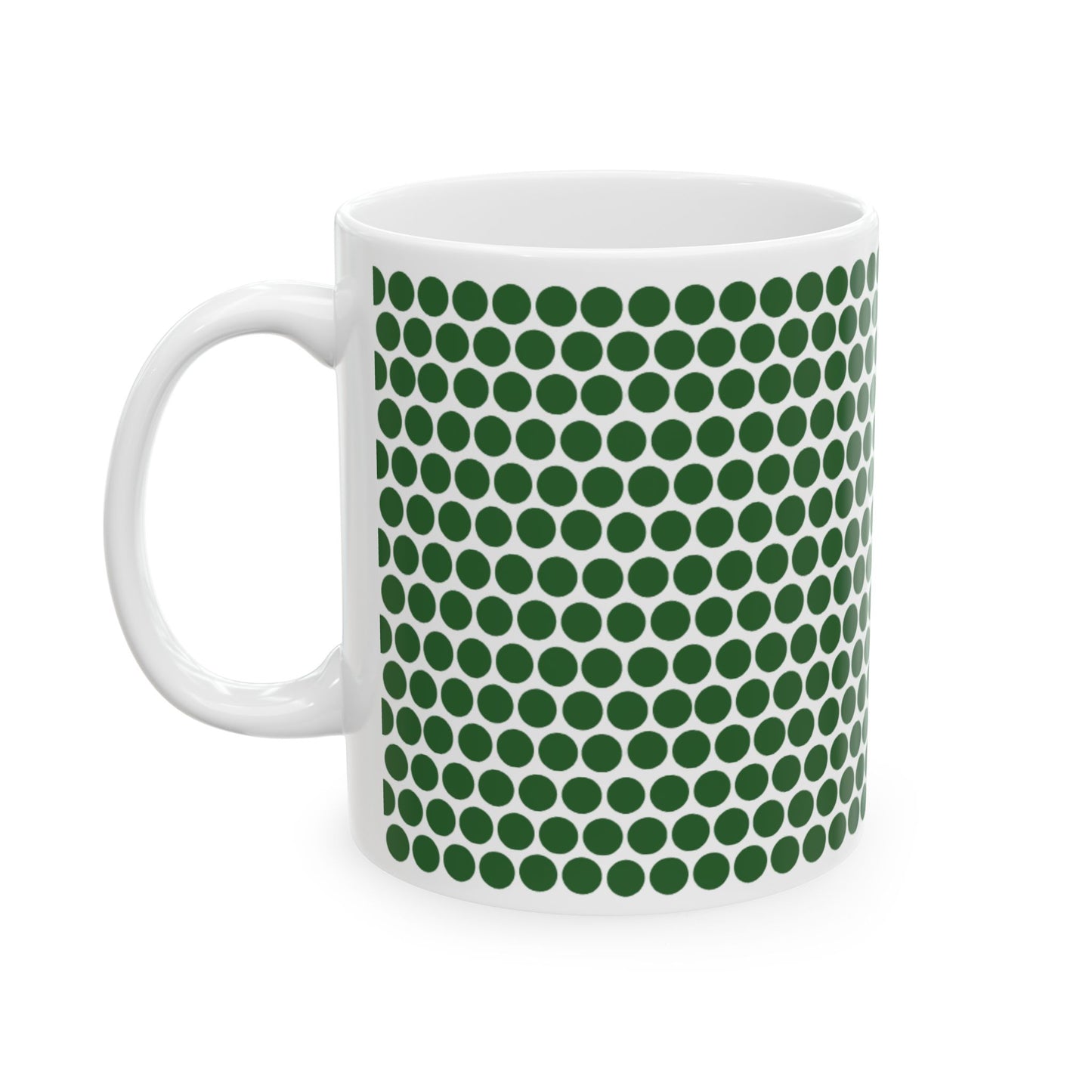 Green Polka Dot Ceramic Mug, (11oz, 15oz)