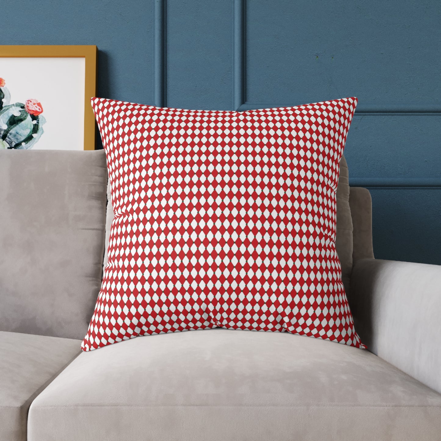 Nutcracker Drummer Red Argyle Christmas Decorative Pillow | Double‑Sided Poly Canvas Cushion, 5 Sizes, Vibrant Holiday Décor