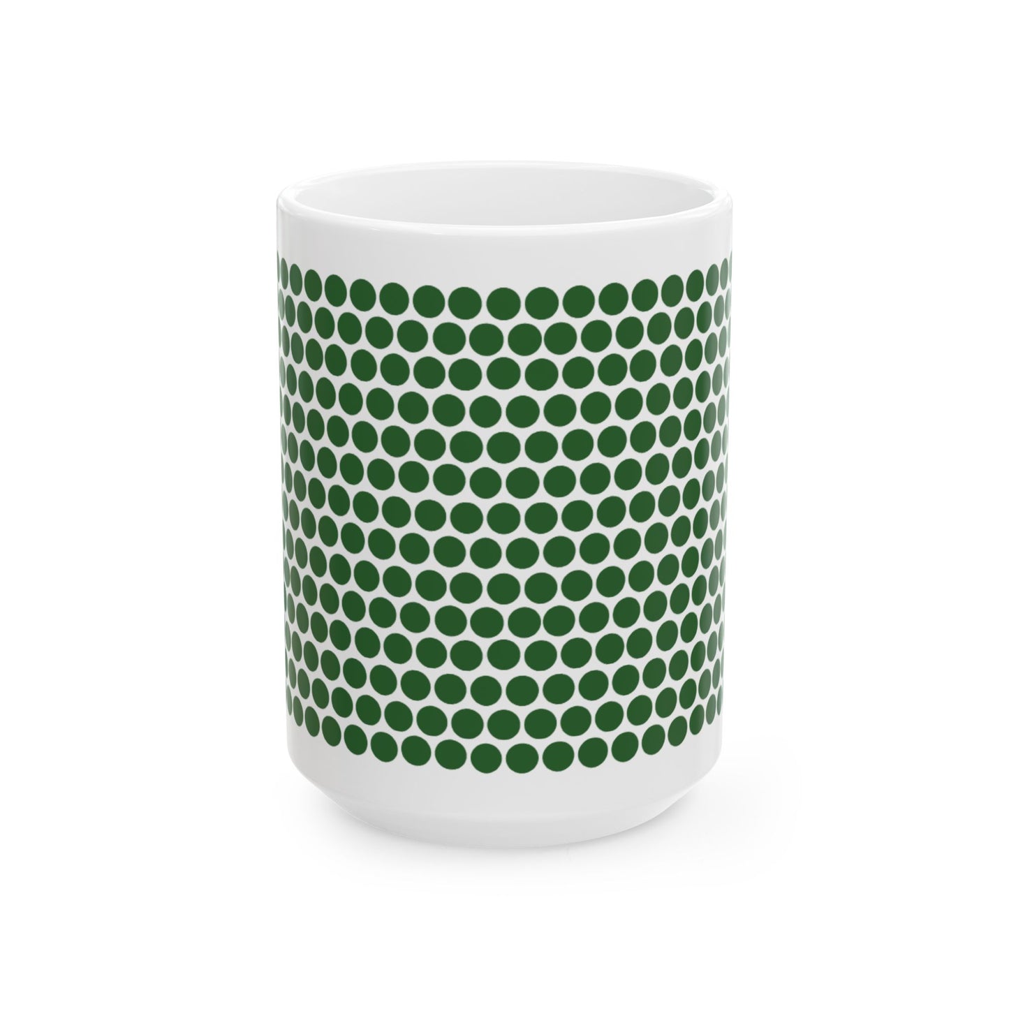 Green Polka Dot Ceramic Mug, (11oz, 15oz)