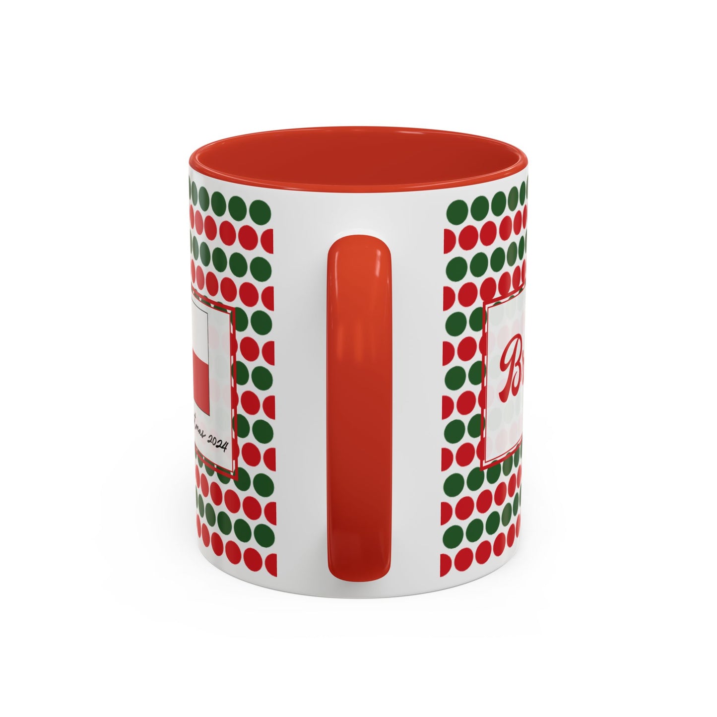 Bright- Christmas Polka Dot Personalizable Christmas Ceramic Mug (11oz, 15 oz)