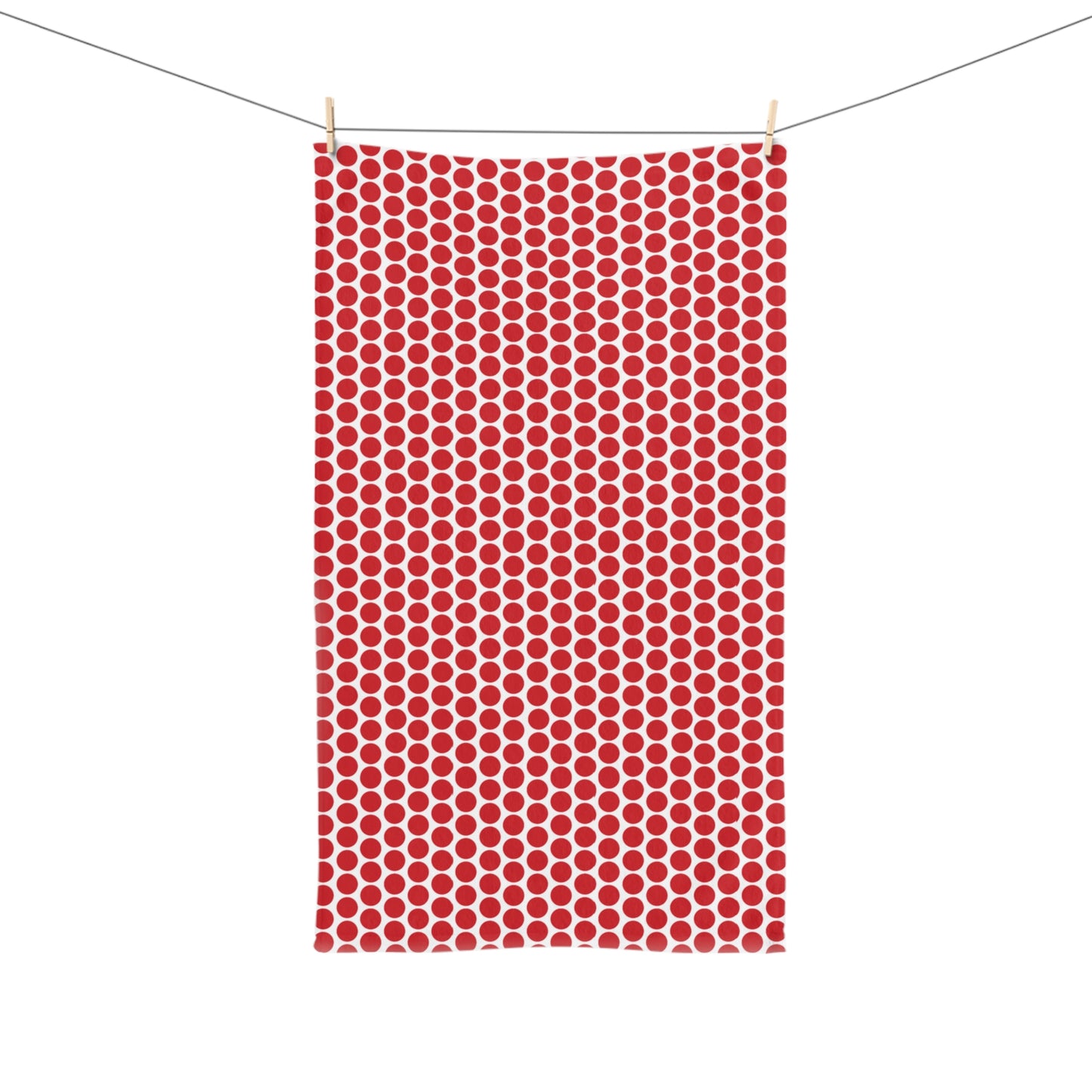 Red Polka Dot Holiday Hand Towel | Soft Cotton Back, Polyester Front, Festive Home Décor