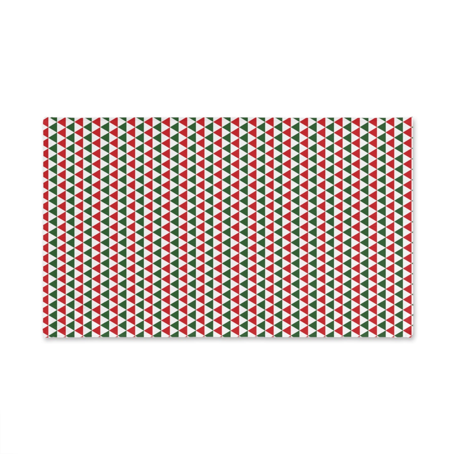 Red & Green Triangle Striped Christmas Hand Towel | Soft Cotton Back, Printed Polyester Front, Festive Kitchen/Bath Décor