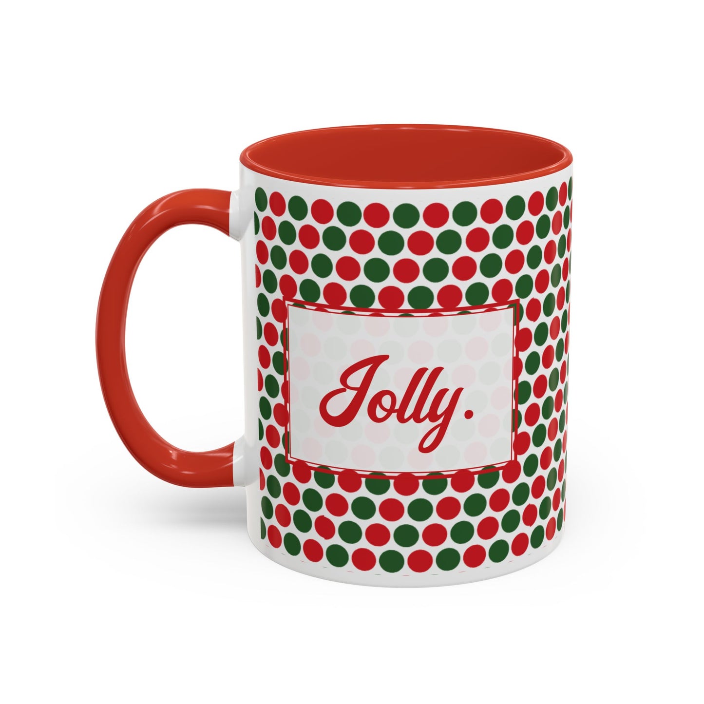 Jolly- Christmas Polka Dot Party Personalizable Christmas Ceramic Mug (11oz, 15 oz)