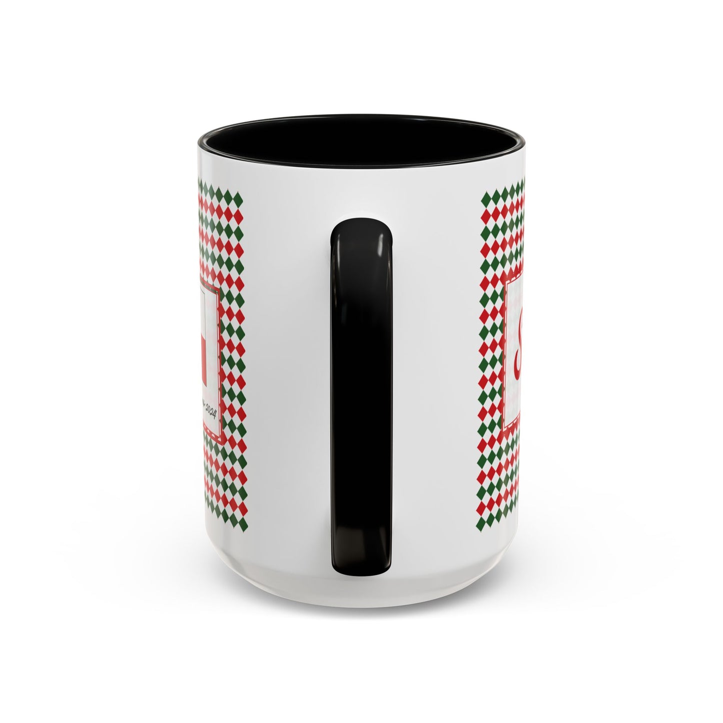 Sleigh- Christmas Argyle Personalizable Christmas Ceramic Mug (11oz, 15 oz)